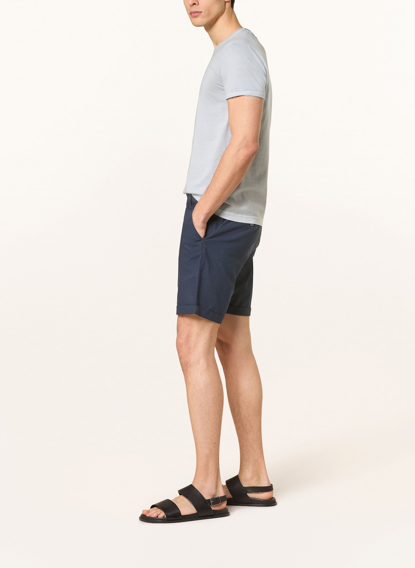 STROKESMAN'S Chinoshorts Slim Fit mit Leinen: DUNKELBLAU