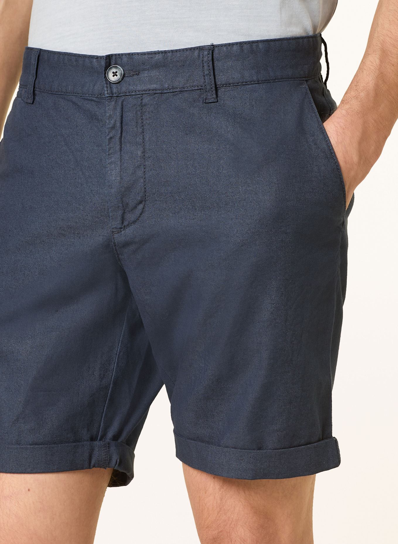 STROKESMAN'S Chinoshorts Slim Fit mit Leinen: DUNKELBLAU