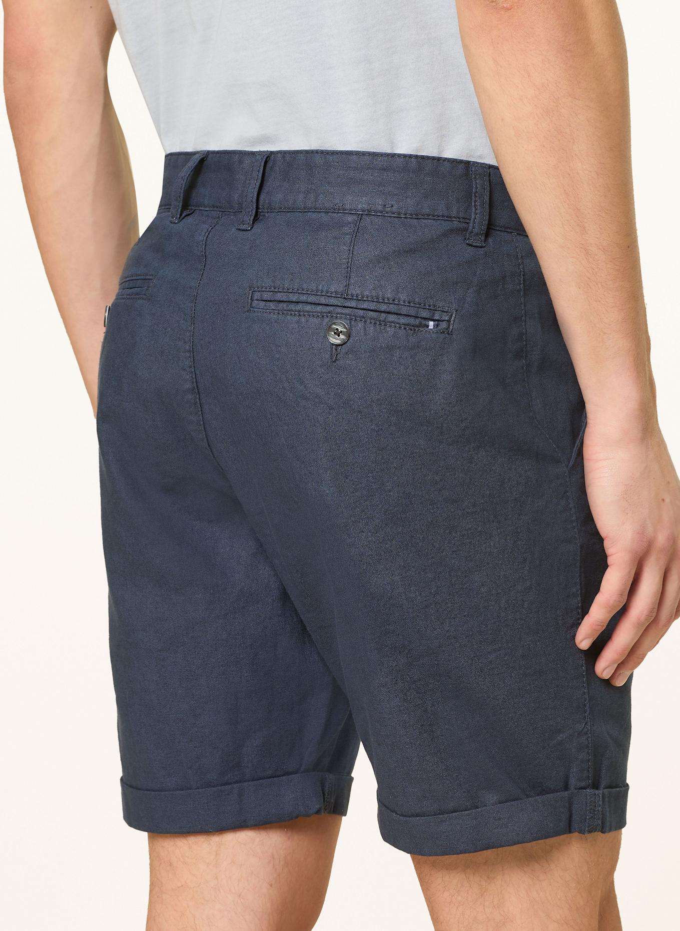 STROKESMAN'S Chinoshorts Slim Fit mit Leinen: DUNKELBLAU