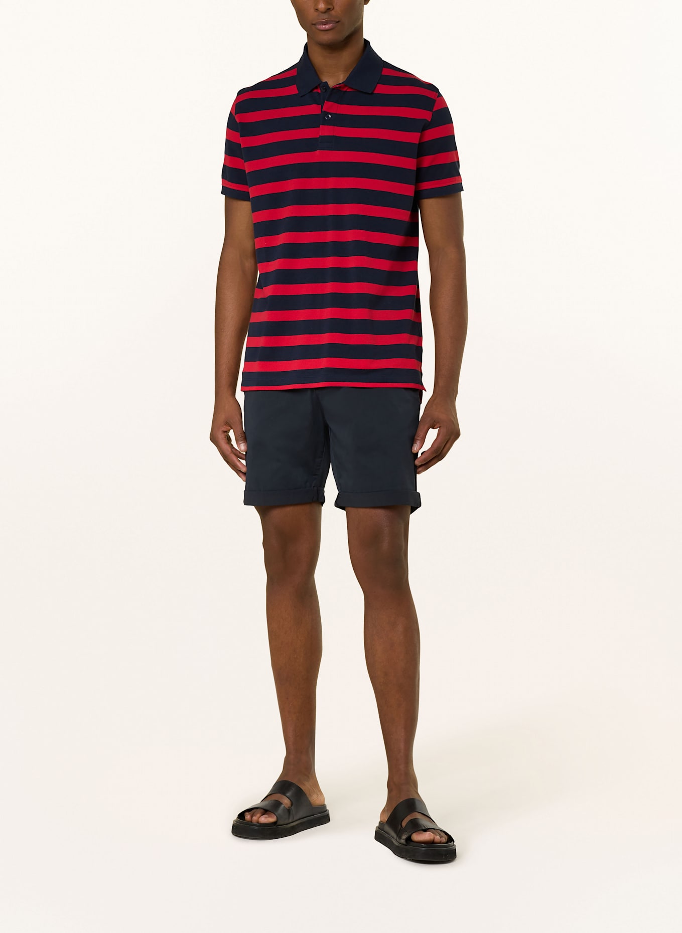 STROKESMAN'S Piqué-Poloshirt: DUNKELBLAU / ROT