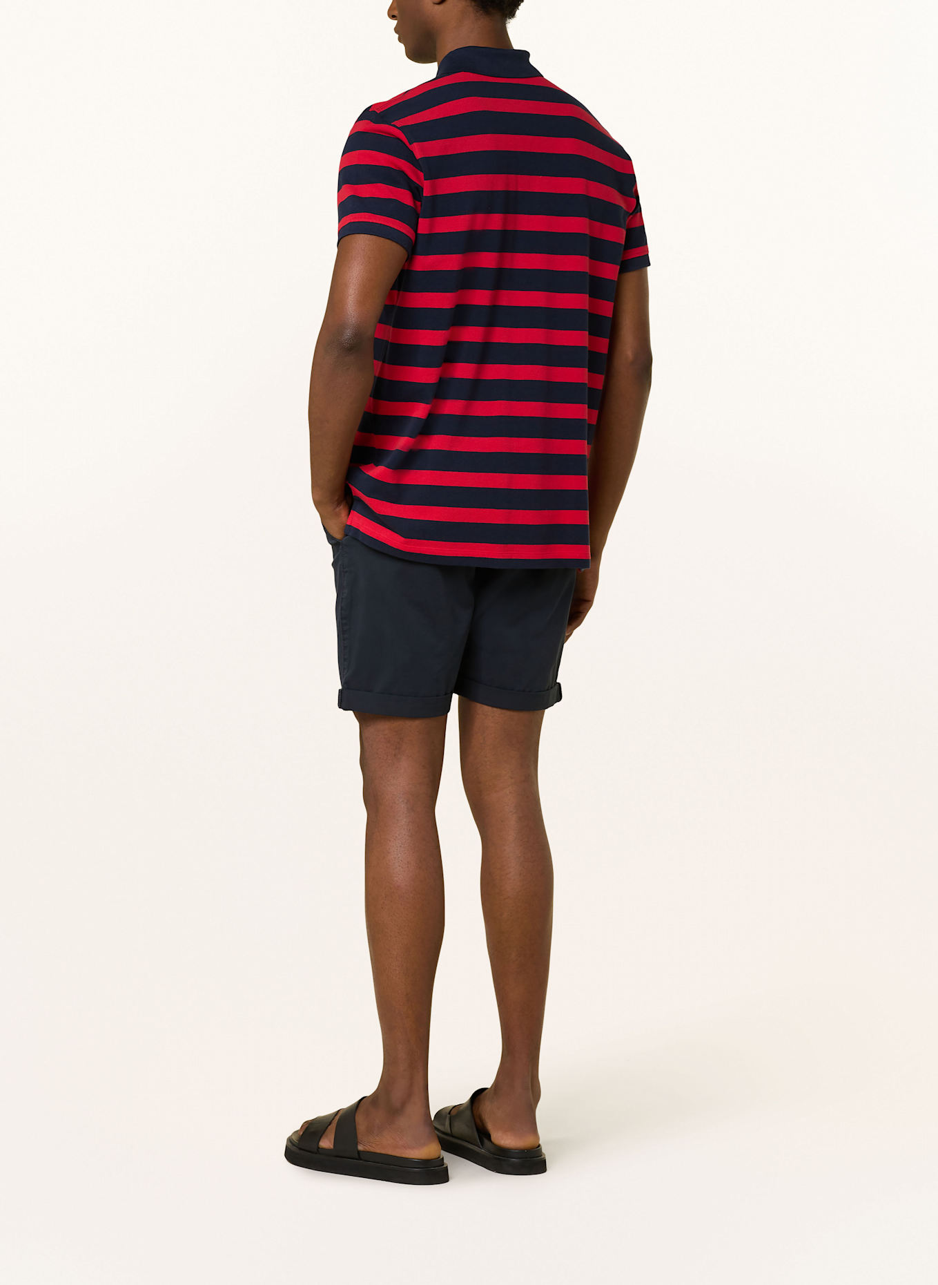 STROKESMAN'S Piqué-Poloshirt: DUNKELBLAU / ROT