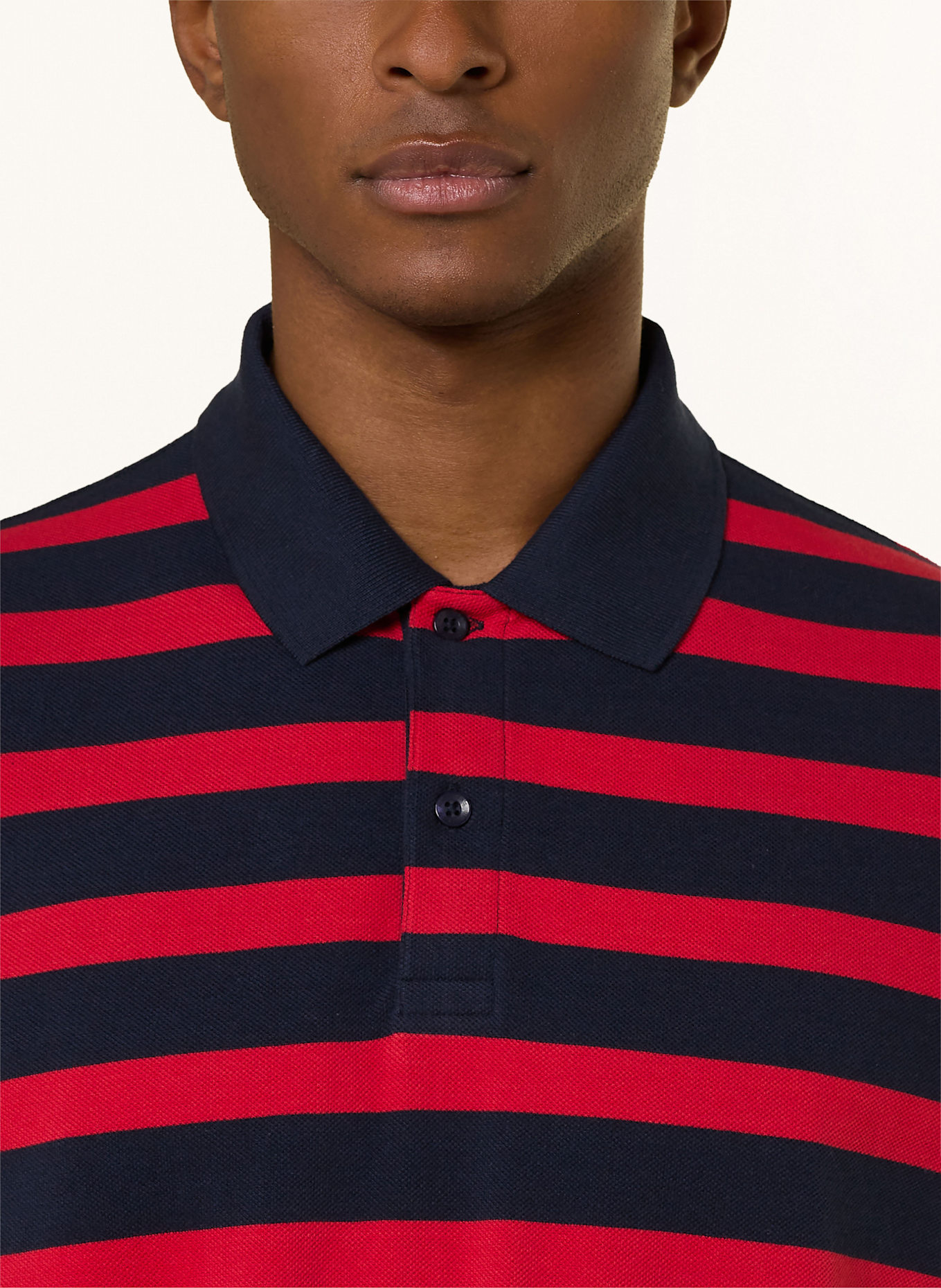 STROKESMAN'S Piqué-Poloshirt: DUNKELBLAU / ROT