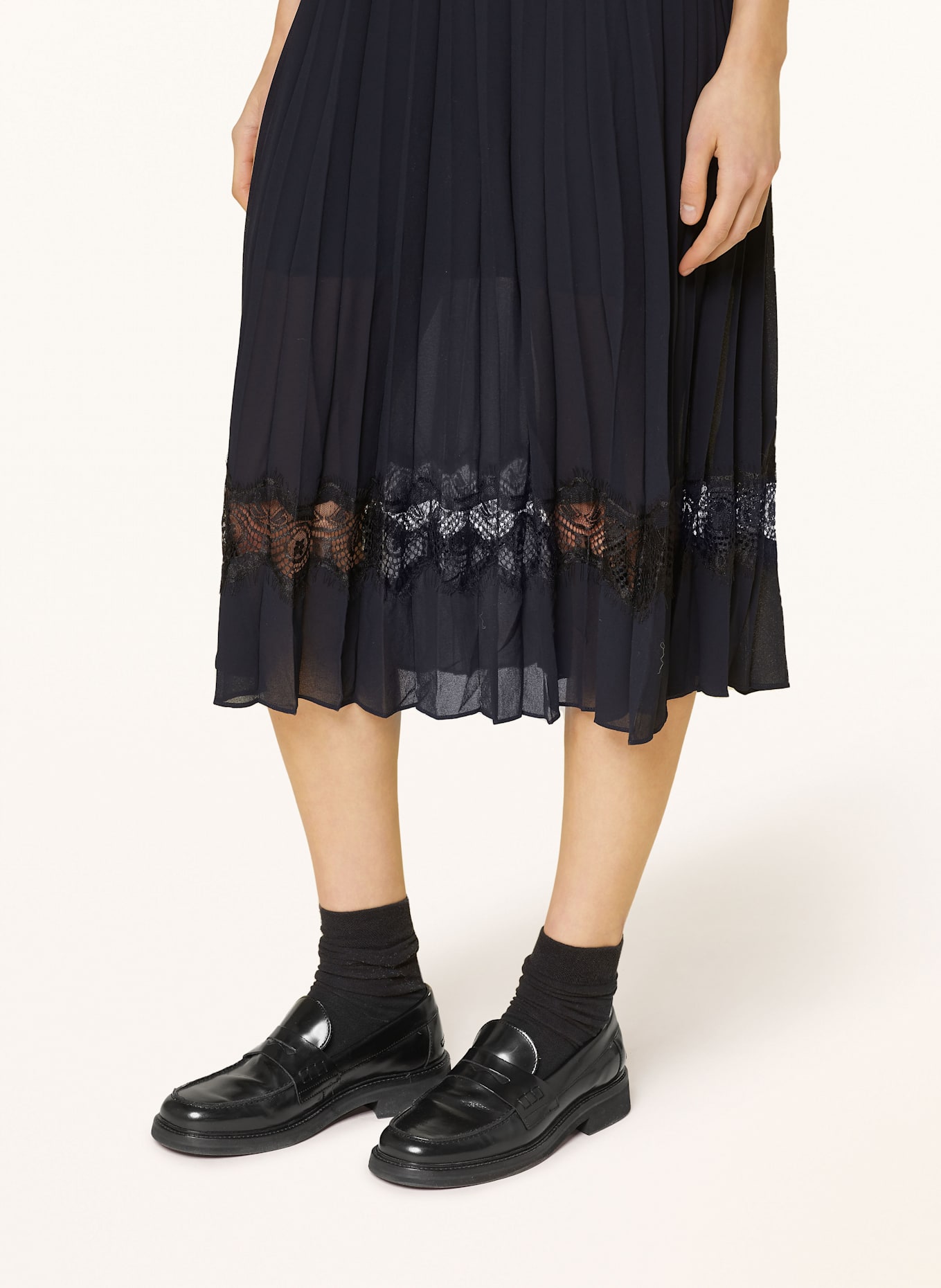 CLAUDIE PIERLOT Kleid im Materialmix: DUNKELBLAU