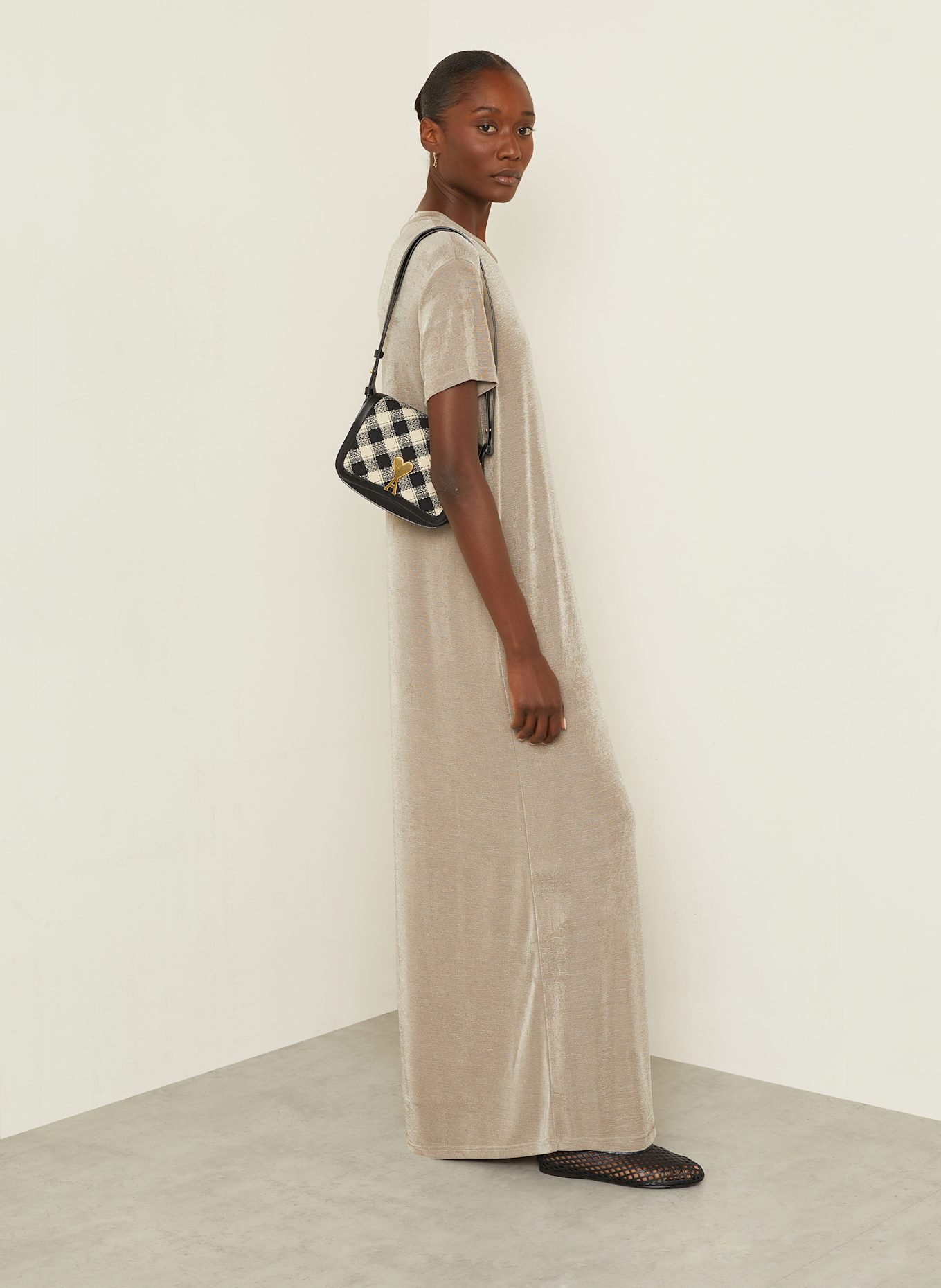 AMI PARIS Kleid mit Glitzergarn: GRAU