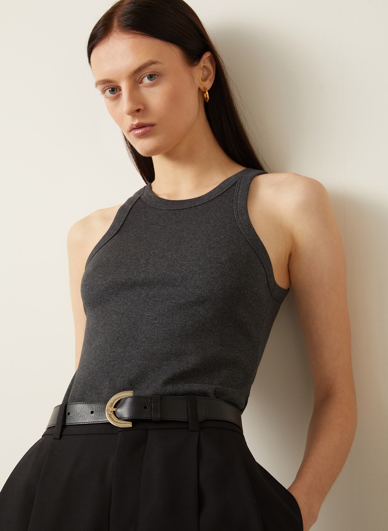 TOTEME Top: GRIS FONCÉ