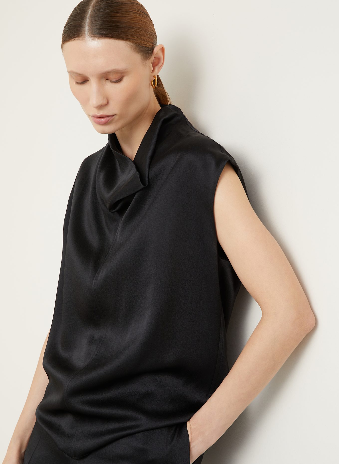 Satin turtleneck blouse discount