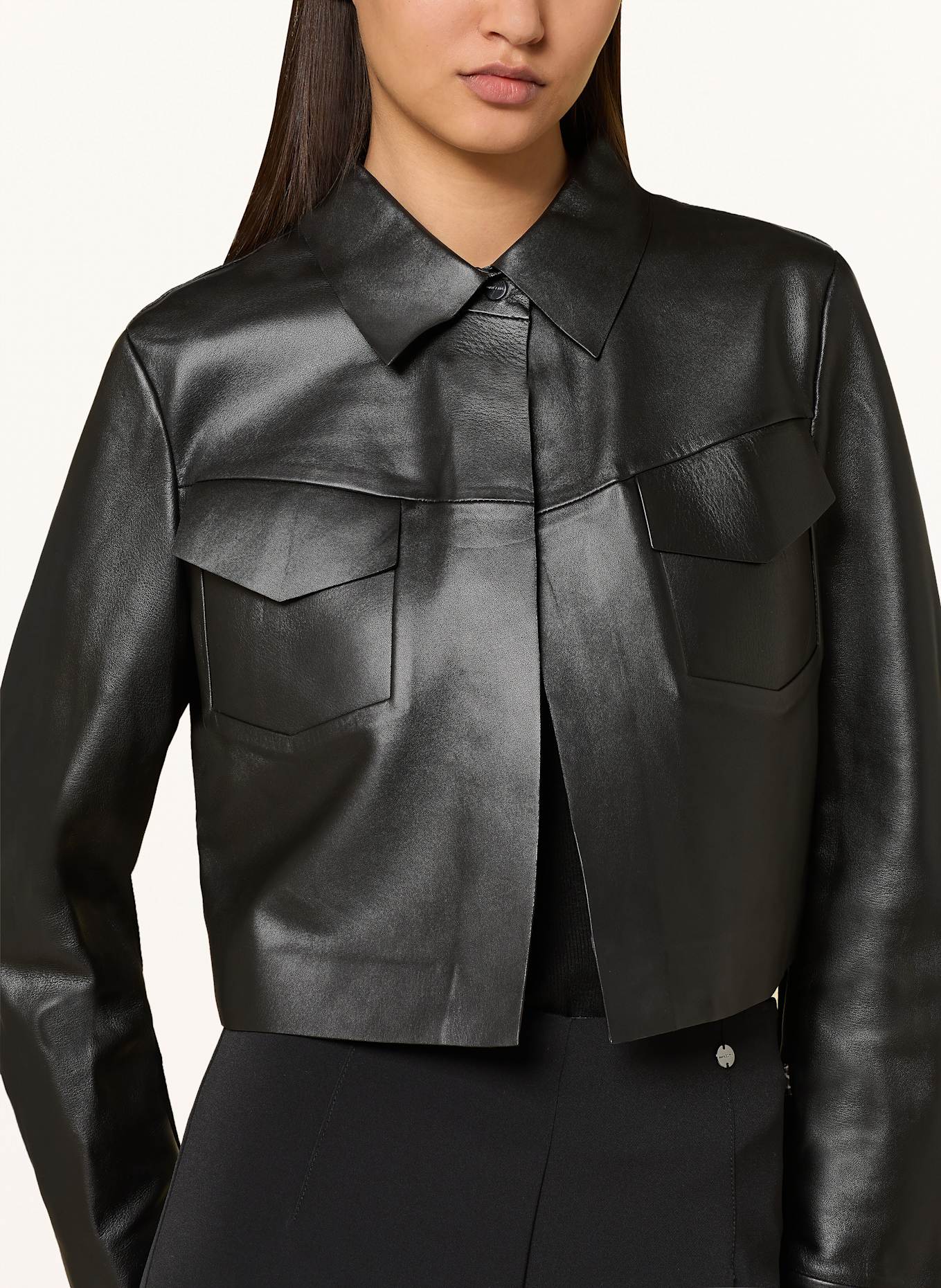 MARC CAIN Kožená bunda: 900 BLACK