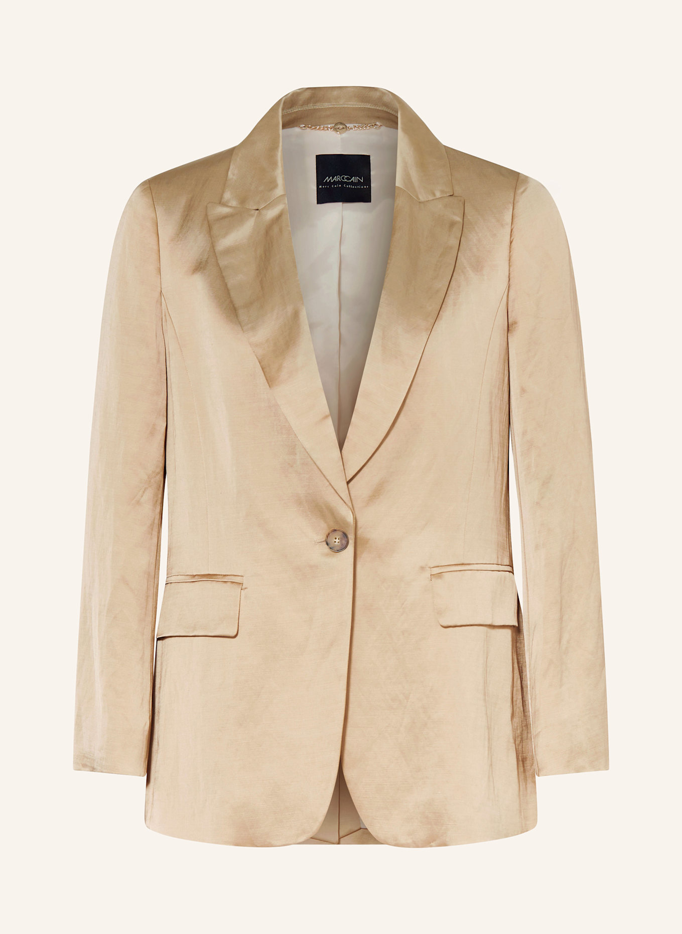 MARC CAIN Blazer with satin linen: 608 cappuccino macaron