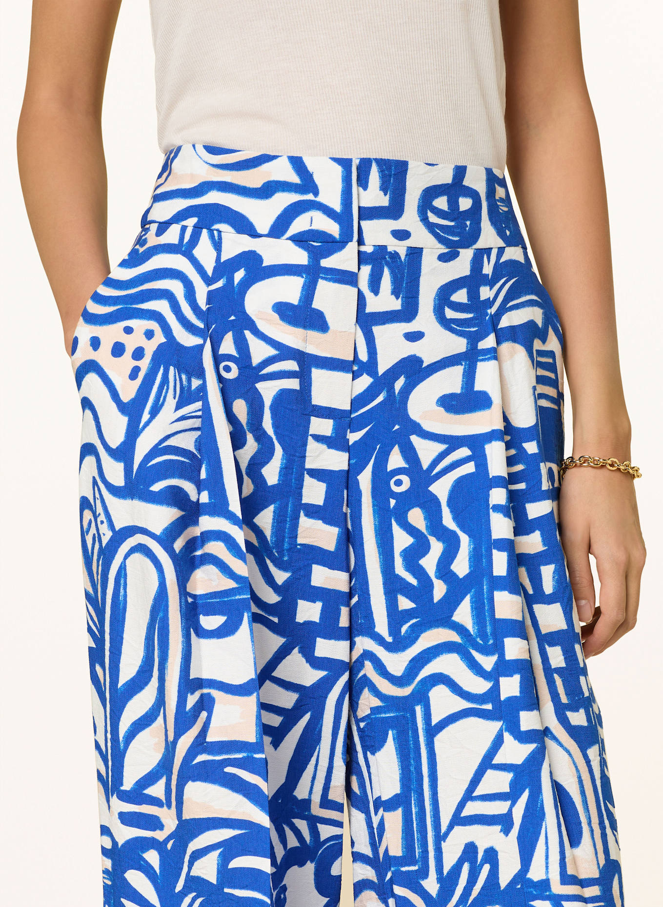 MARC CAIN Wide leg trousers MIRA: 366 gentian