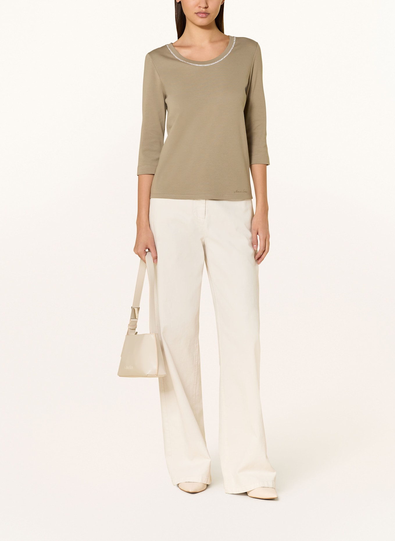 MARC CAIN Jersey shirt with 3/4 sleeves: 581 sage powder
