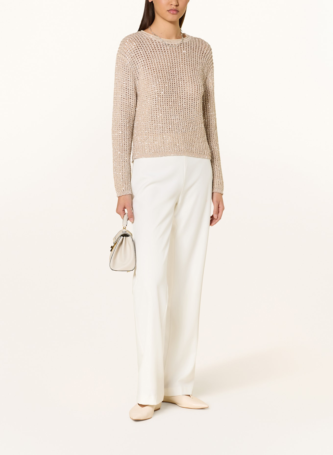 MARC CAIN Sweater with sequins: BEIGE
