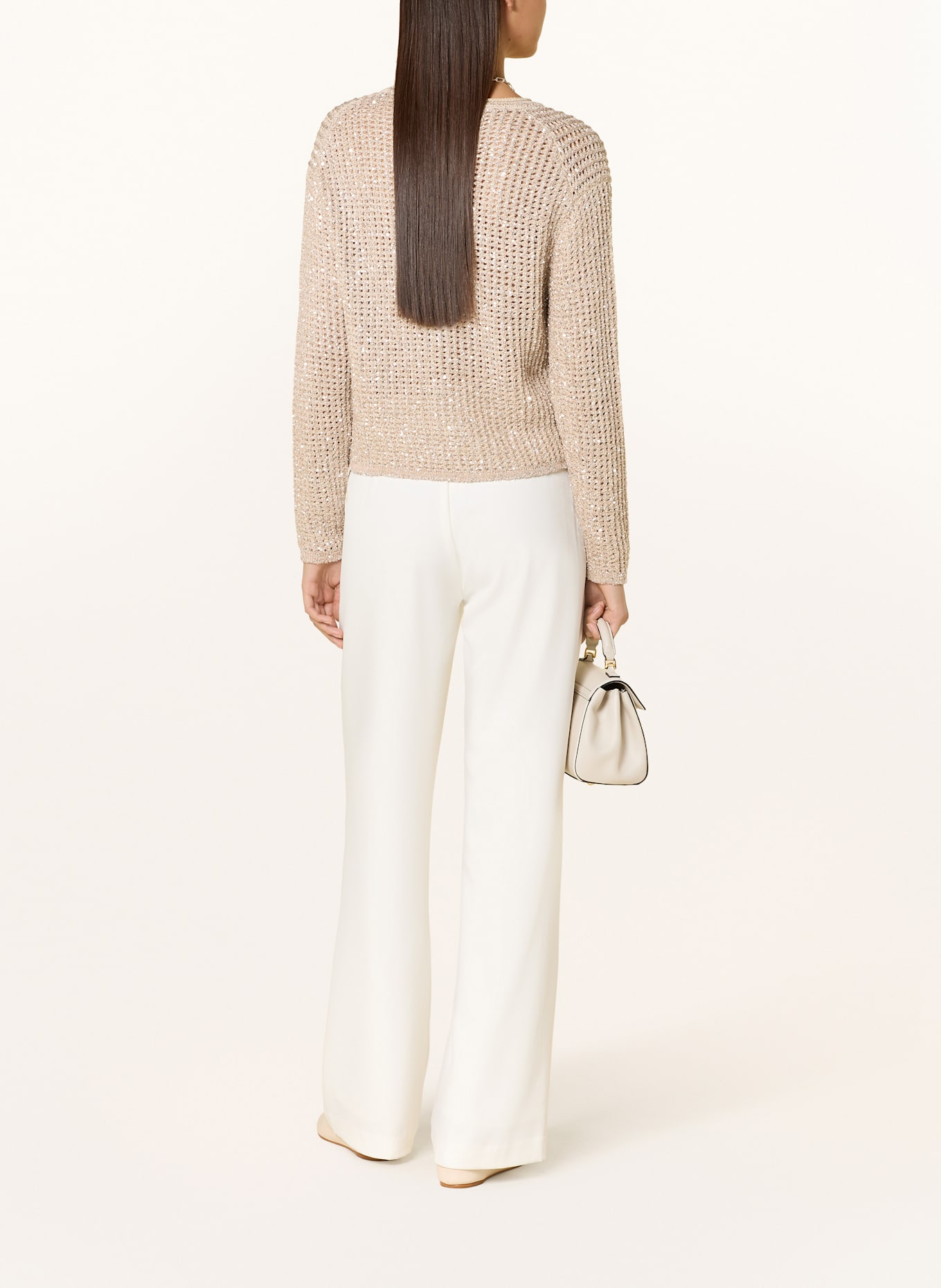 MARC CAIN Sweater with sequins: BEIGE
