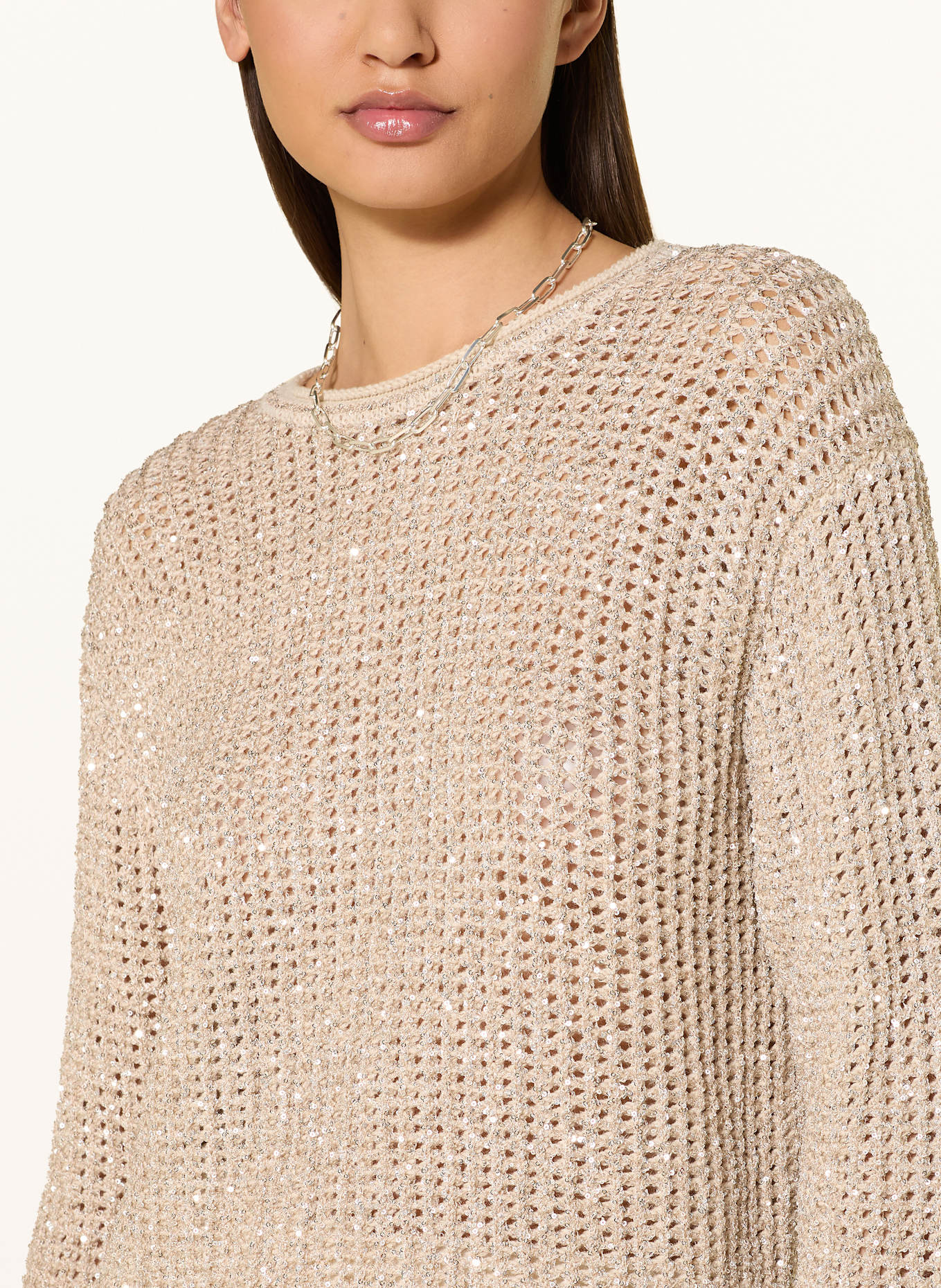 MARC CAIN Sweater with sequins: BEIGE