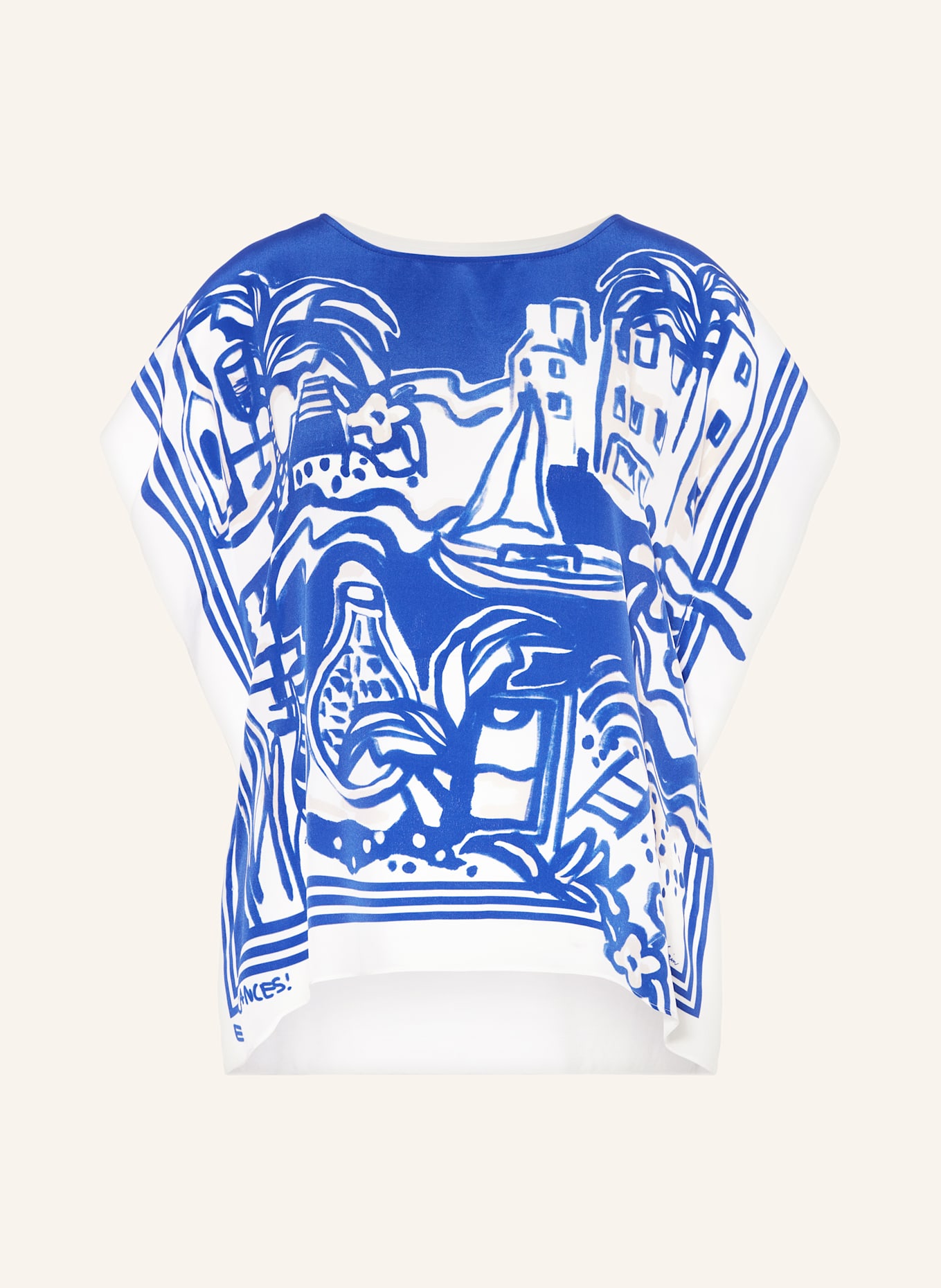 MARC CAIN Blusenshirt im Materialmix: 366 gentian