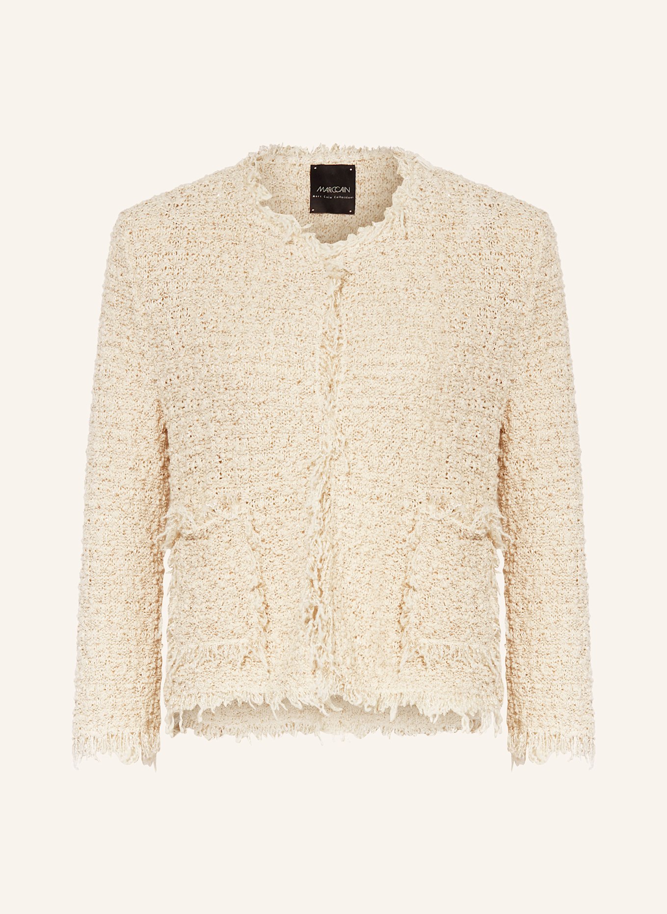MARC CAIN Strickhülle mit Pailletten: 608 cappuccino macaron