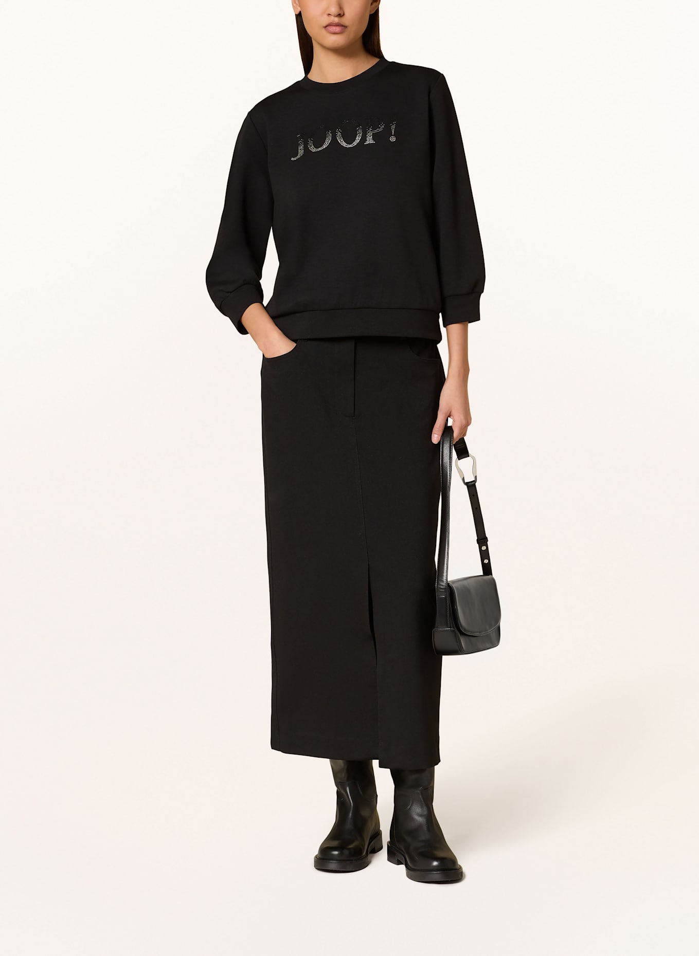 JOOP! Sweatshirt TAMILA mit Schmucksteinen: SCHWARZ