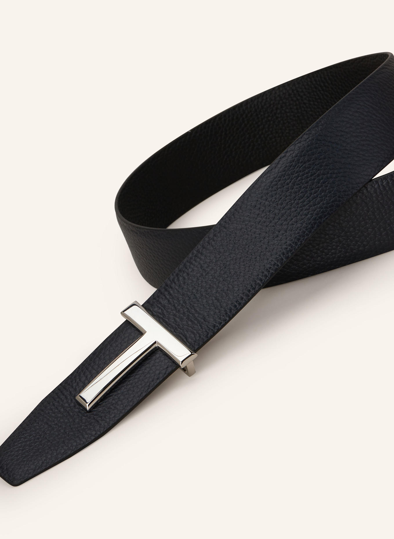 TOM FORD Ledergürtel: DUNKELBLAU/ SCHWARZ