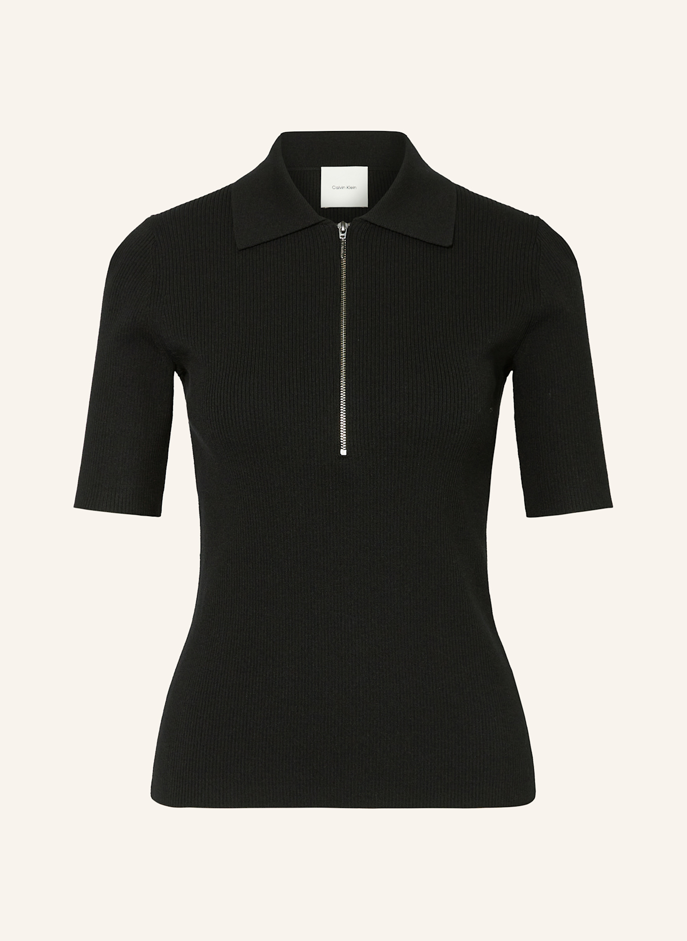 Calvin Klein Strick-Poloshirt: SCHWARZ