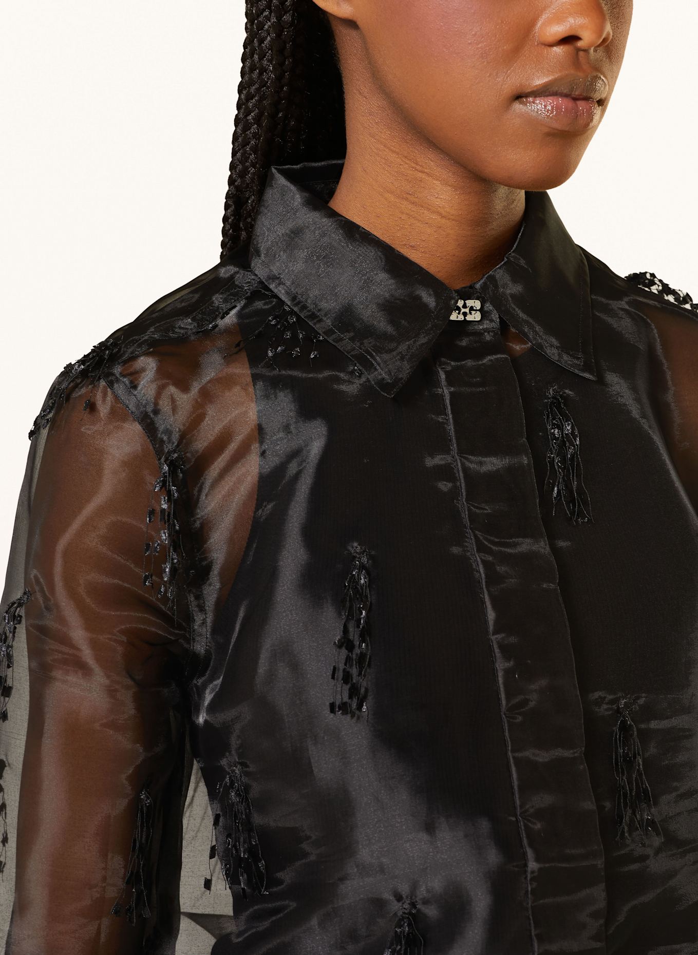 GANNI Hemdbluse: SCHWARZ