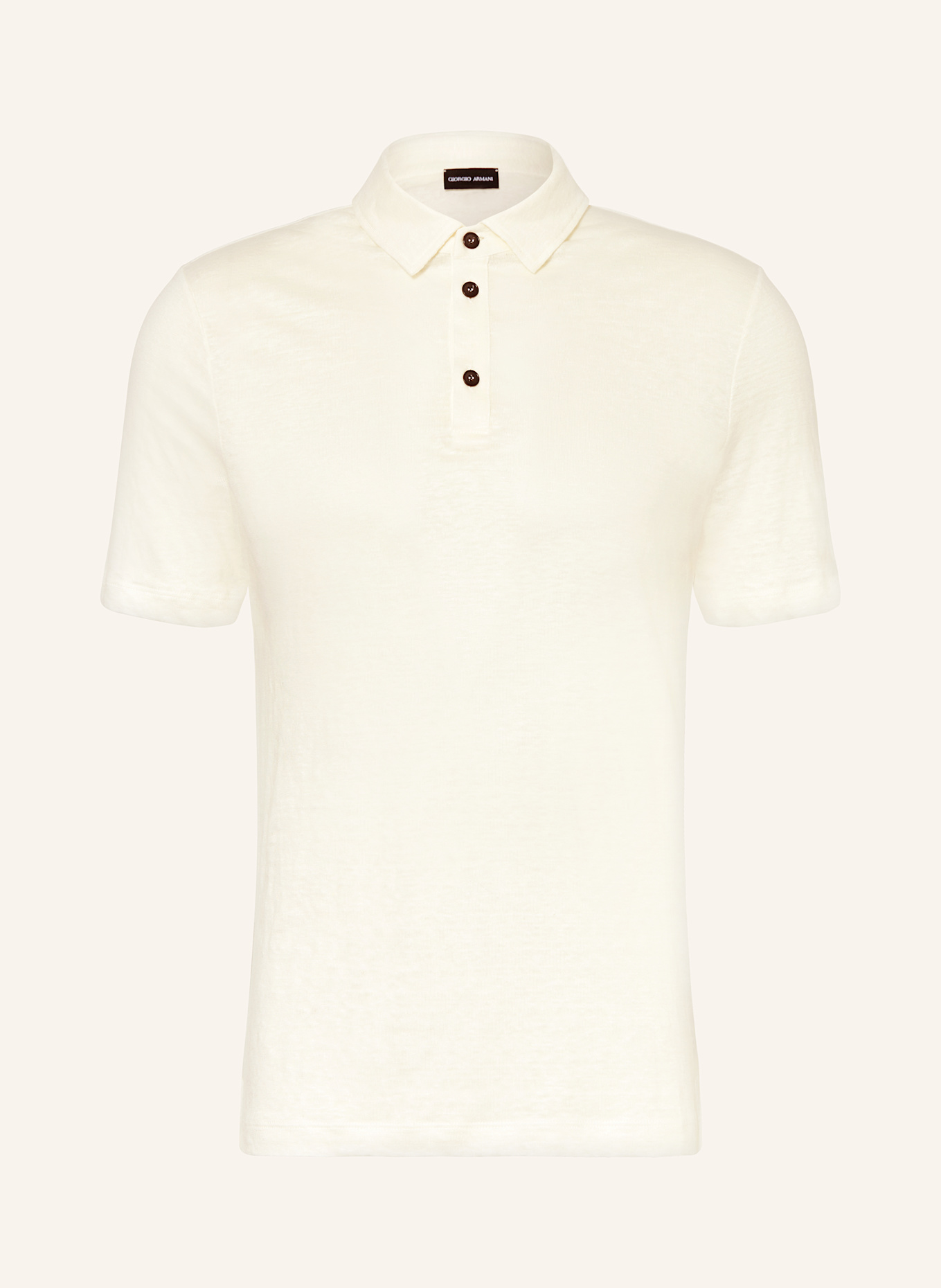 GIORGIO ARMANI Jersey-Poloshirt aus Leinen: ECRU