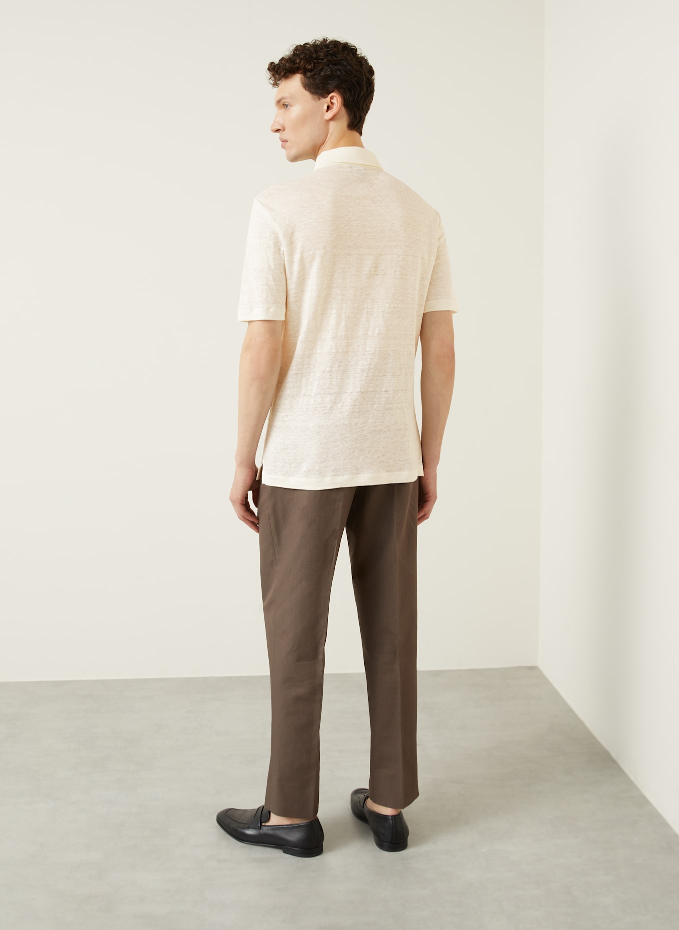 GIORGIO ARMANI Jersey-Poloshirt aus Leinen: ECRU