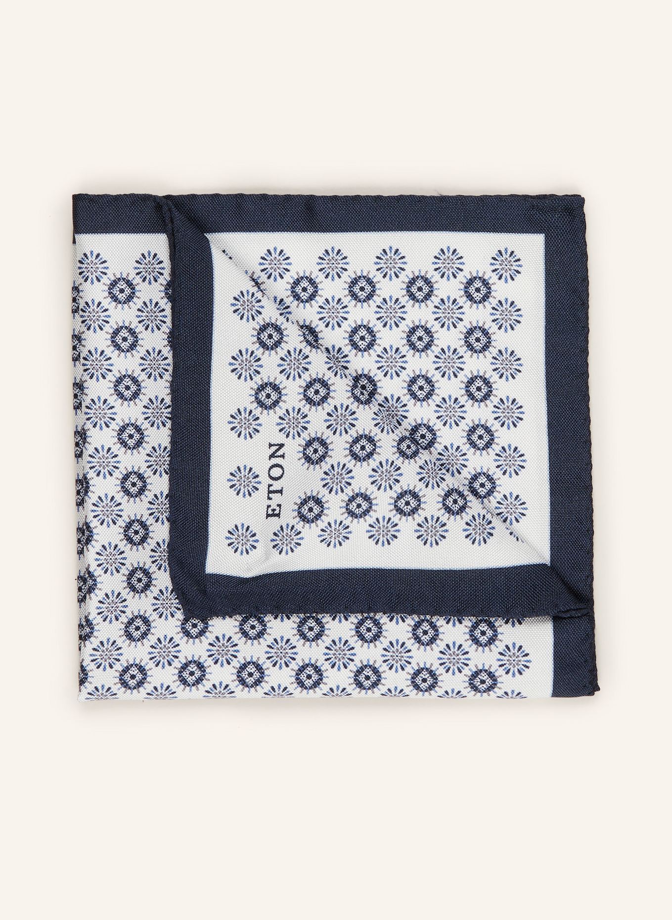 ETON Pocket square in silk: WHITE / DARK BLUE