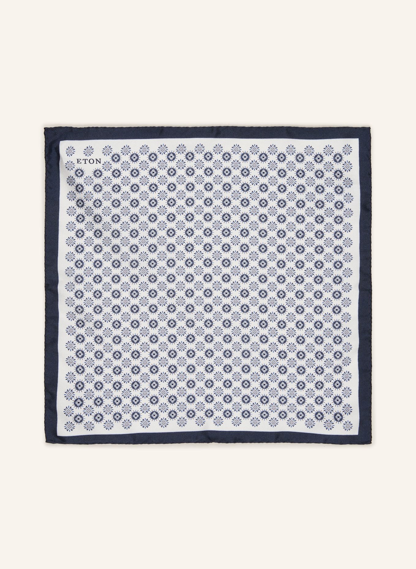 ETON Pocket square in silk: WHITE / DARK BLUE