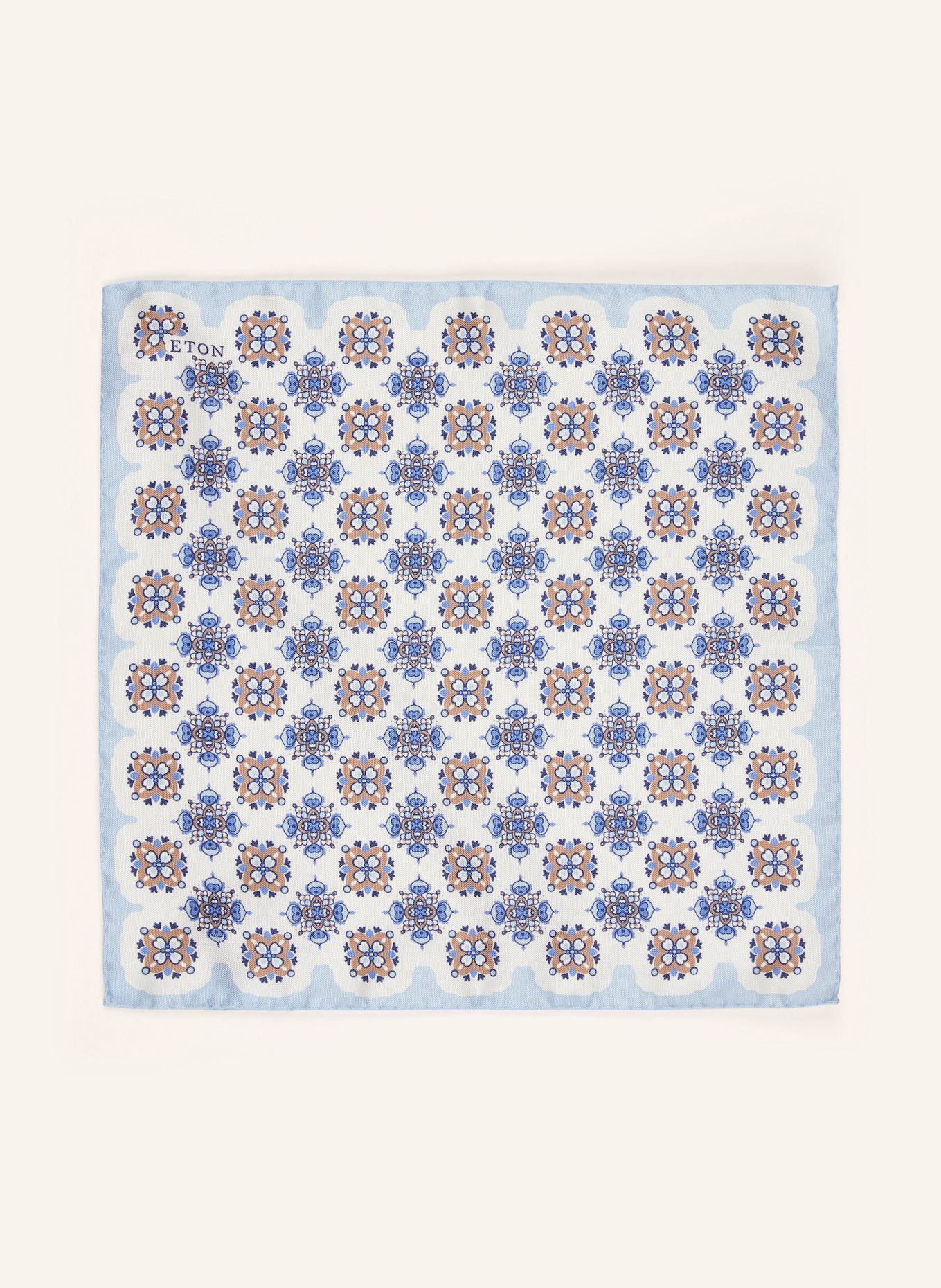 ETON Pocket square in silk: WHITE / LIGHT BLUE / TAUPE