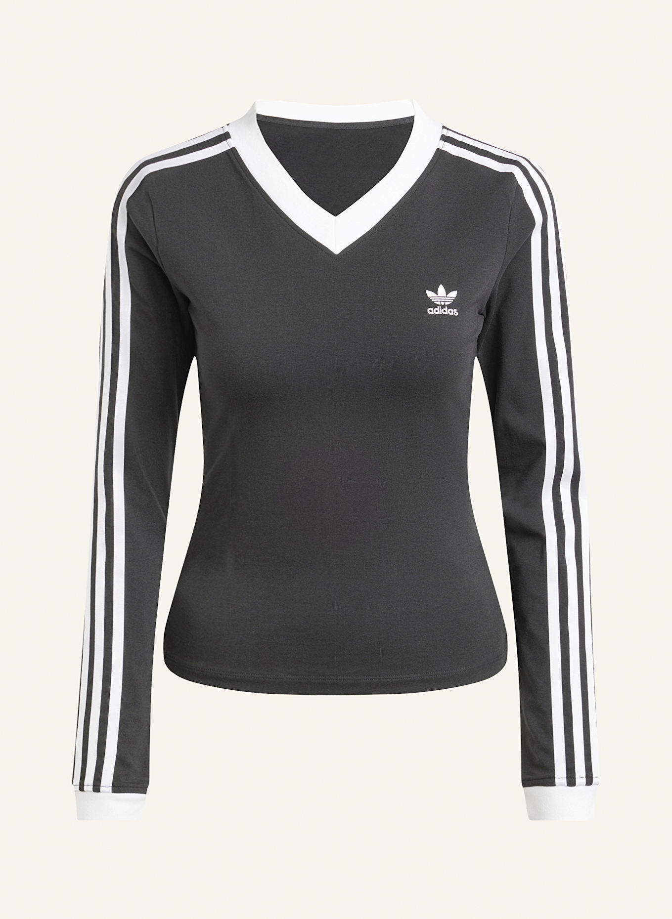 adidas Originals Long sleeve shirt V-NECK in black/ white