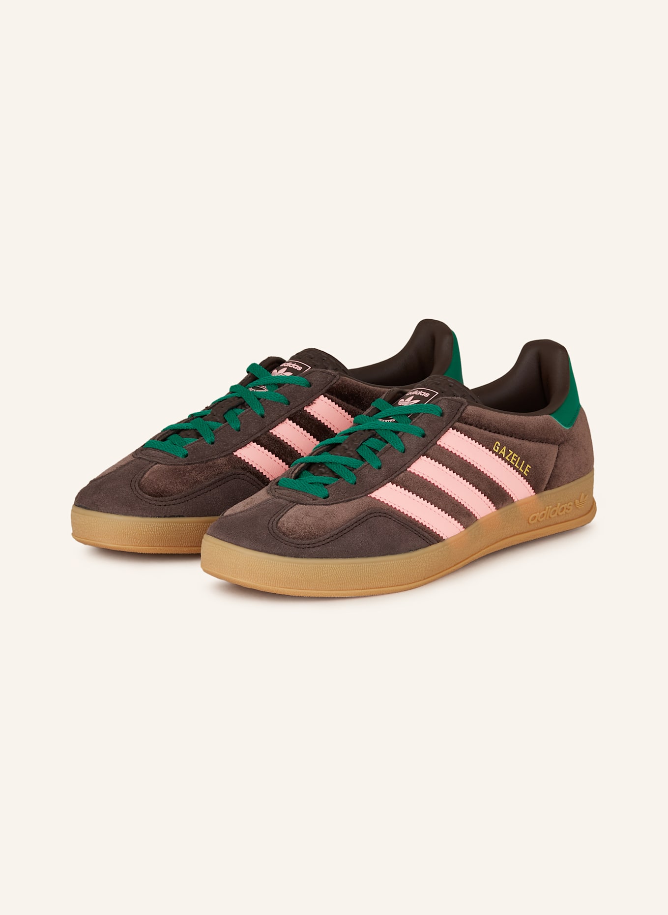 adidas Originals Sneaker GAZELLE INDOOR: DUNKELBRAUN/ GRÜN/ ROSA