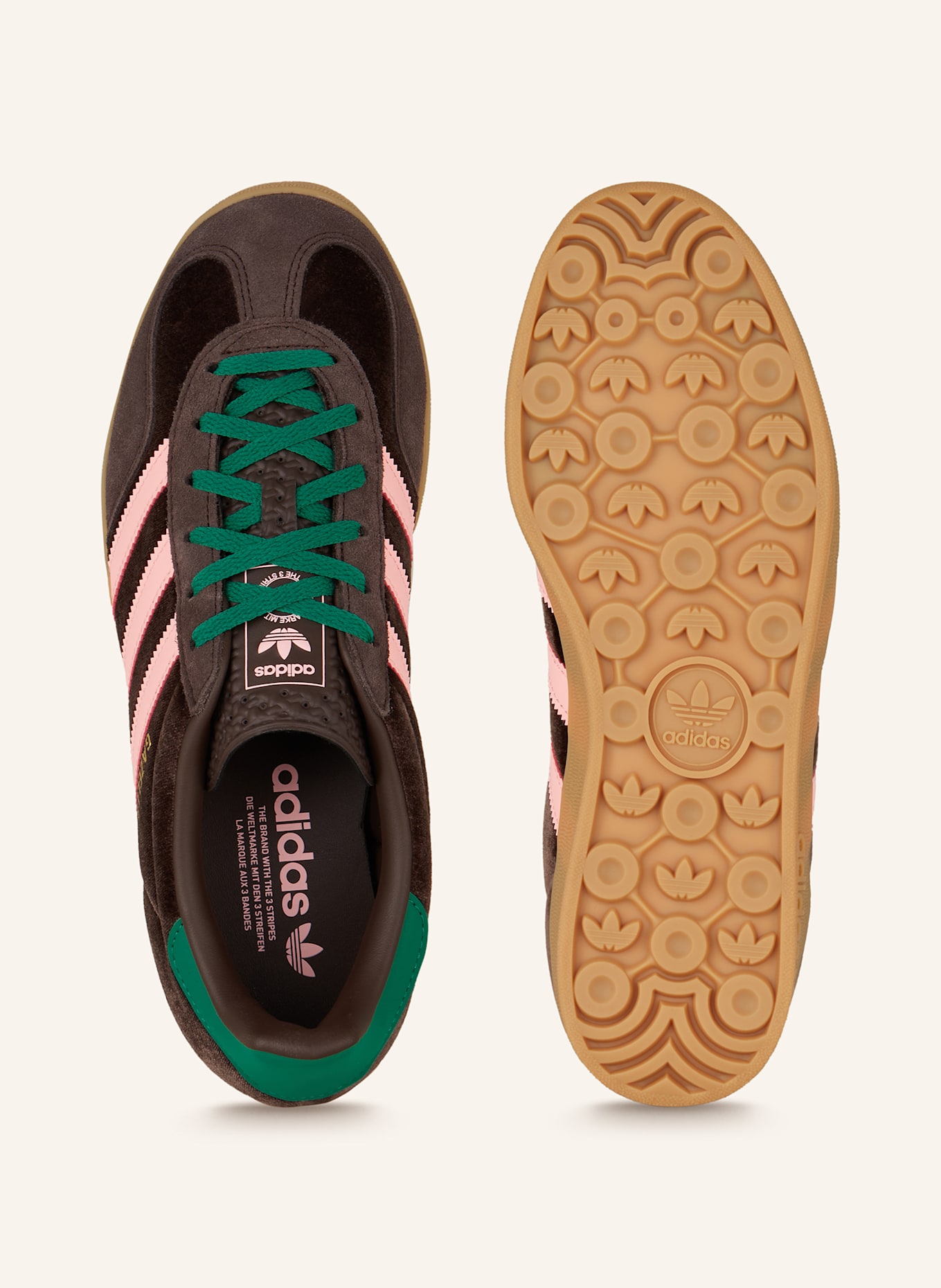 adidas Originals Sneaker GAZELLE INDOOR: DUNKELBRAUN/ GRÜN/ ROSA