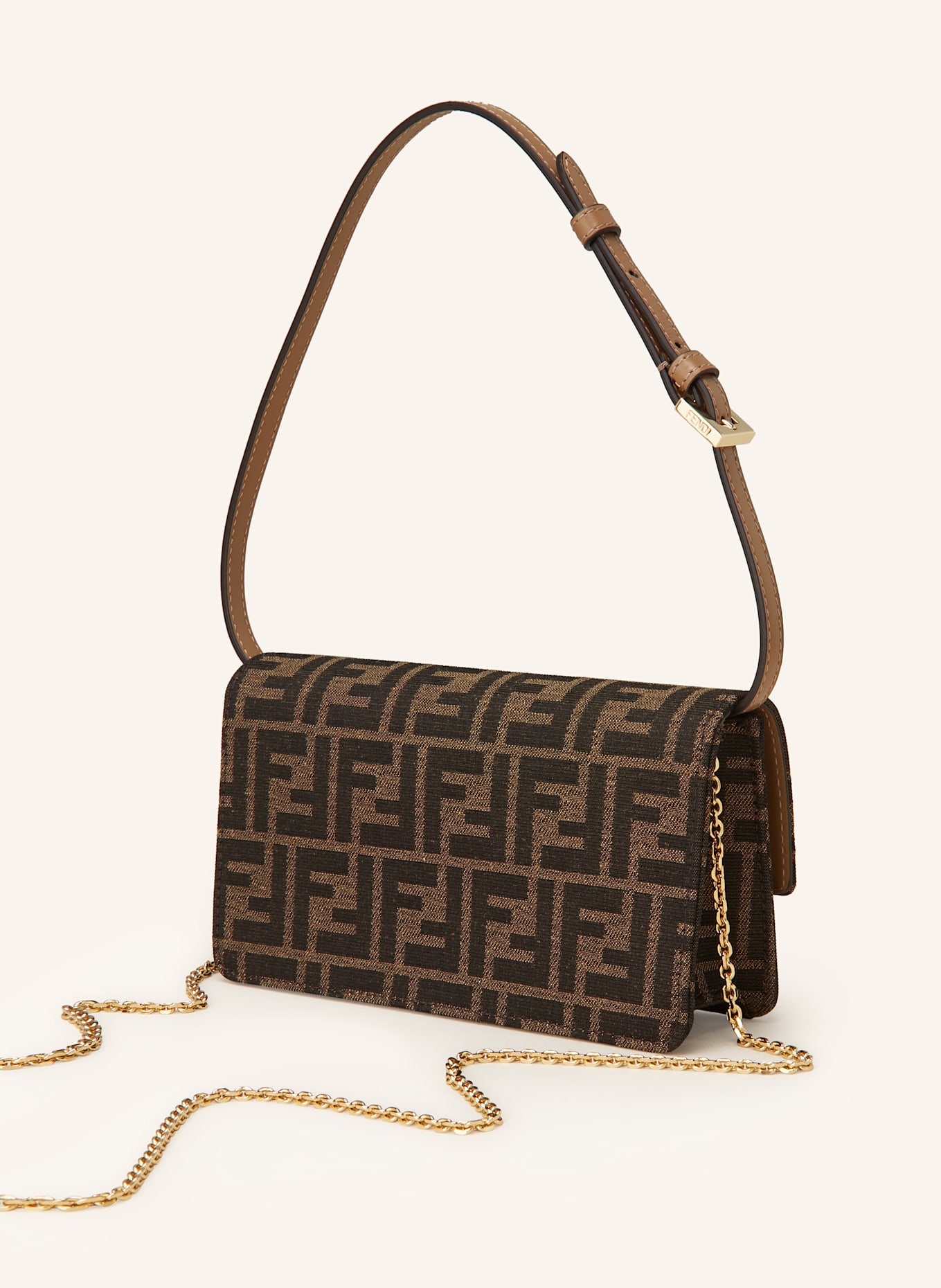 FENDI Geldbörse BAGUETTE zum Umhängen: DUNKELBRAUN / BRAUN