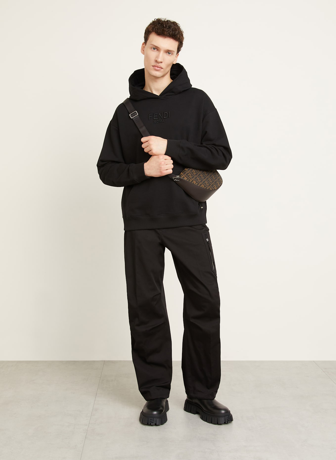 Black fendi hoodie mens best sale