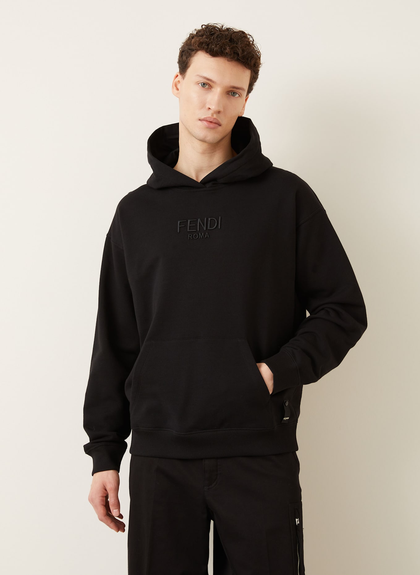 Black fendi hoodie mens deals