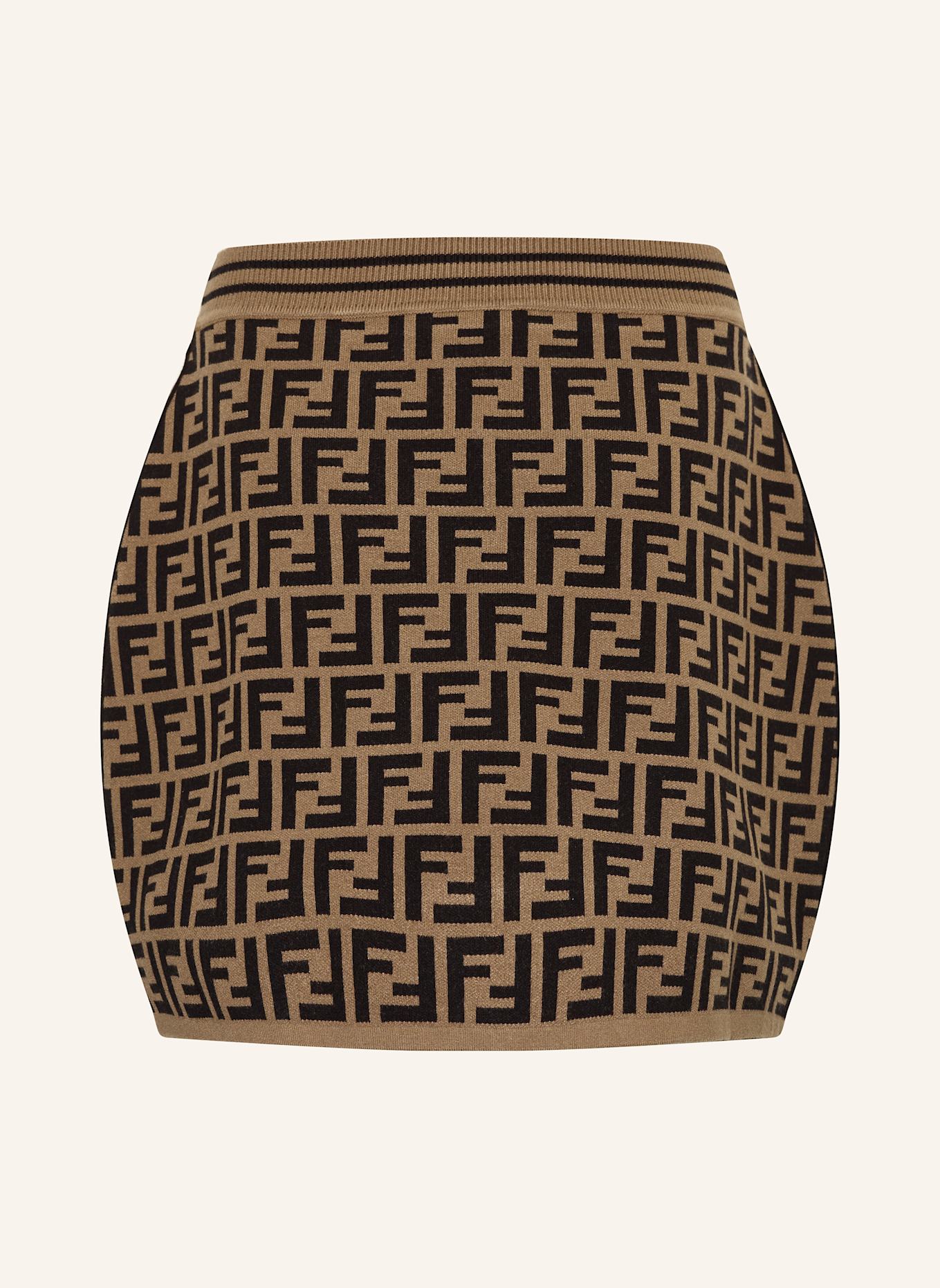 FENDI Strickrock: SCHWARZ/ BRAUN