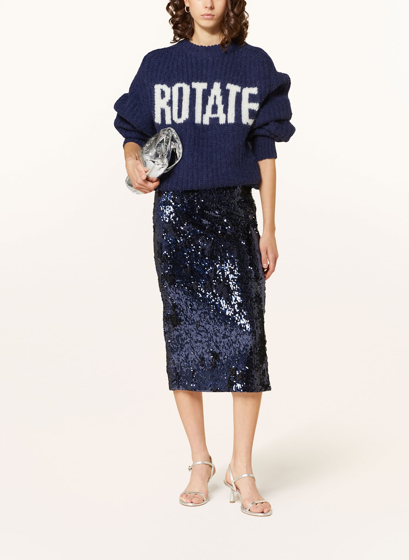 ROTATE Skirt with sequins: DARK BLUE