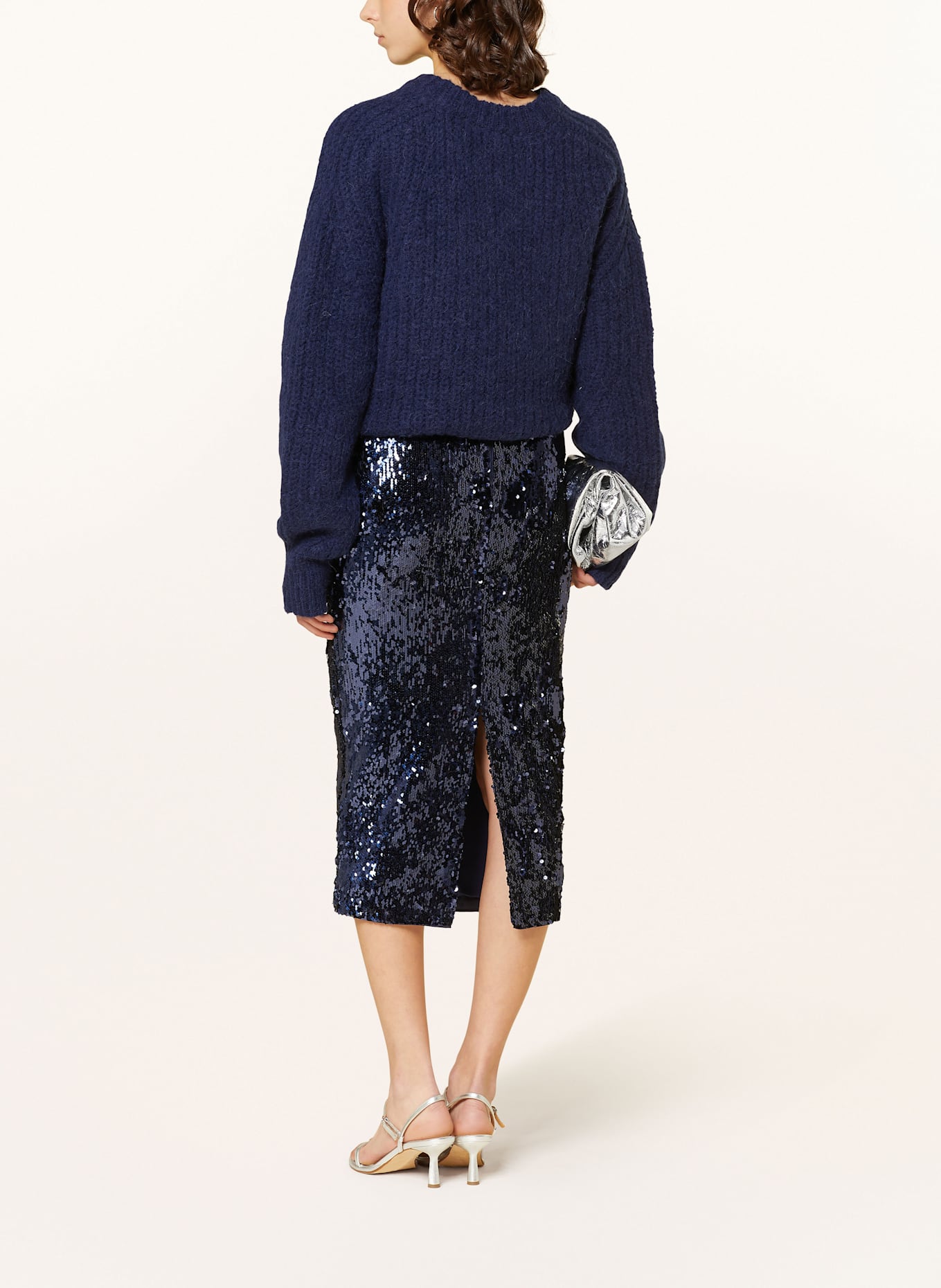 ROTATE Skirt with sequins: DARK BLUE