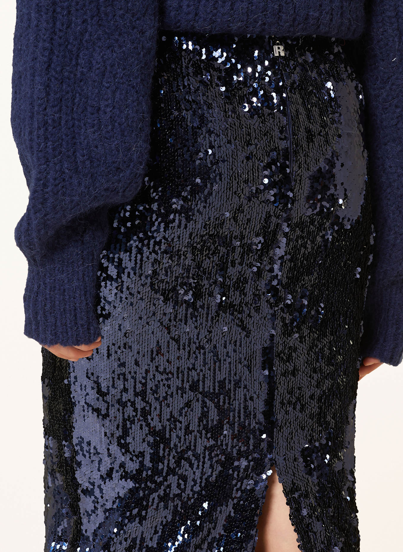 ROTATE Skirt with sequins: DARK BLUE