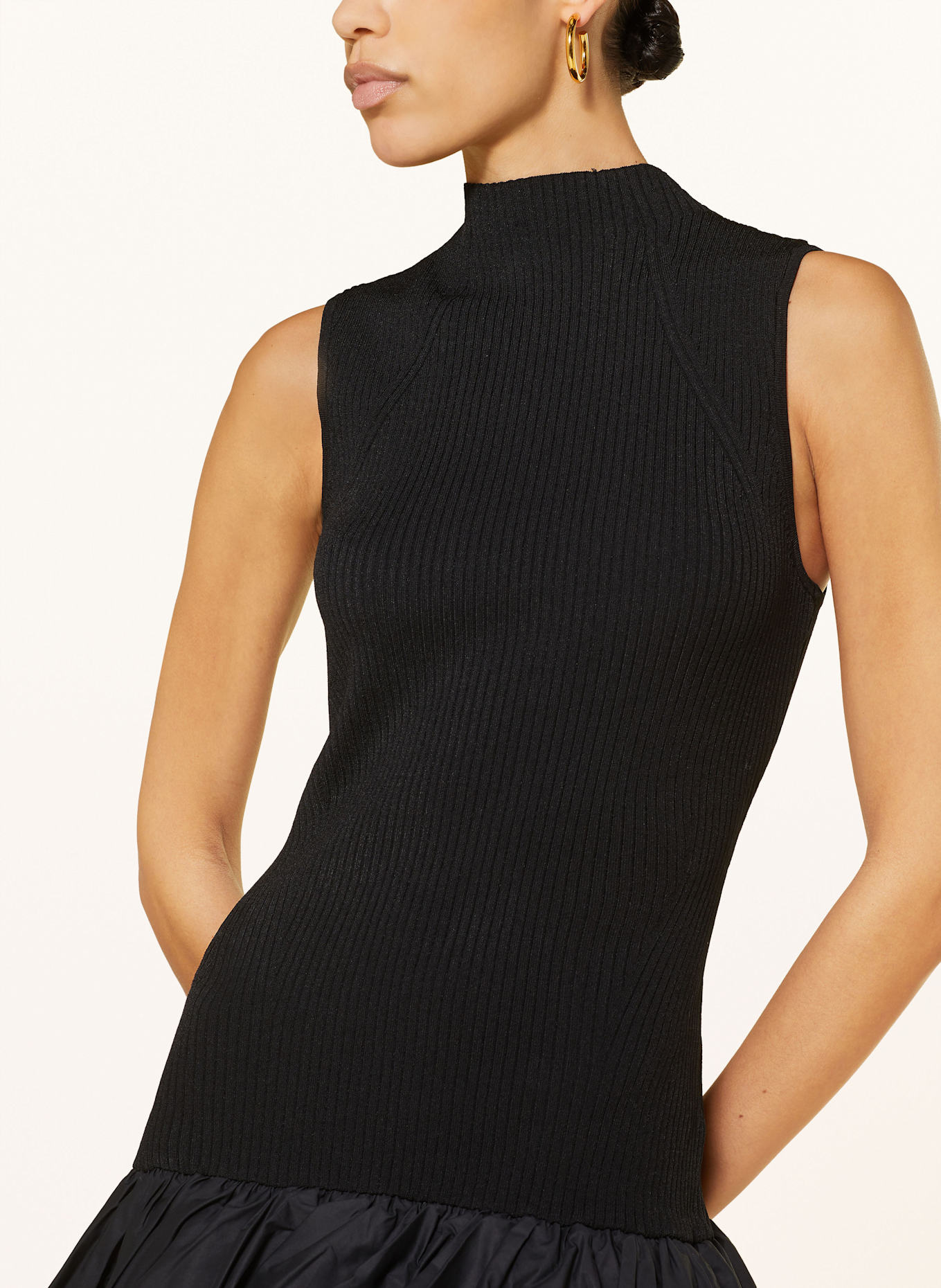 ROTATE Dress in mixed materials: BLACK