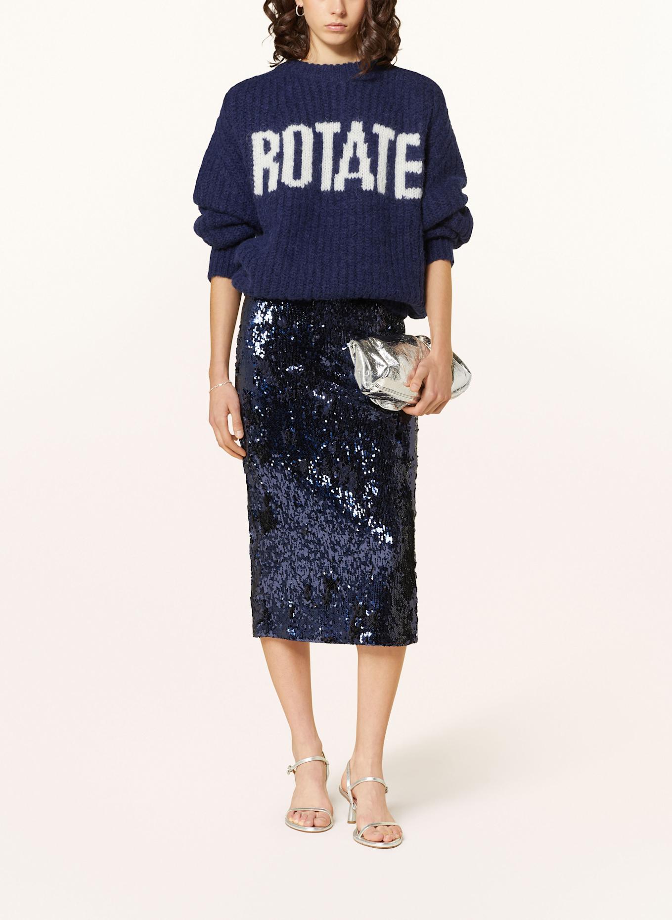 ROTATE Pullover: DUNKELBLAU / WEISS