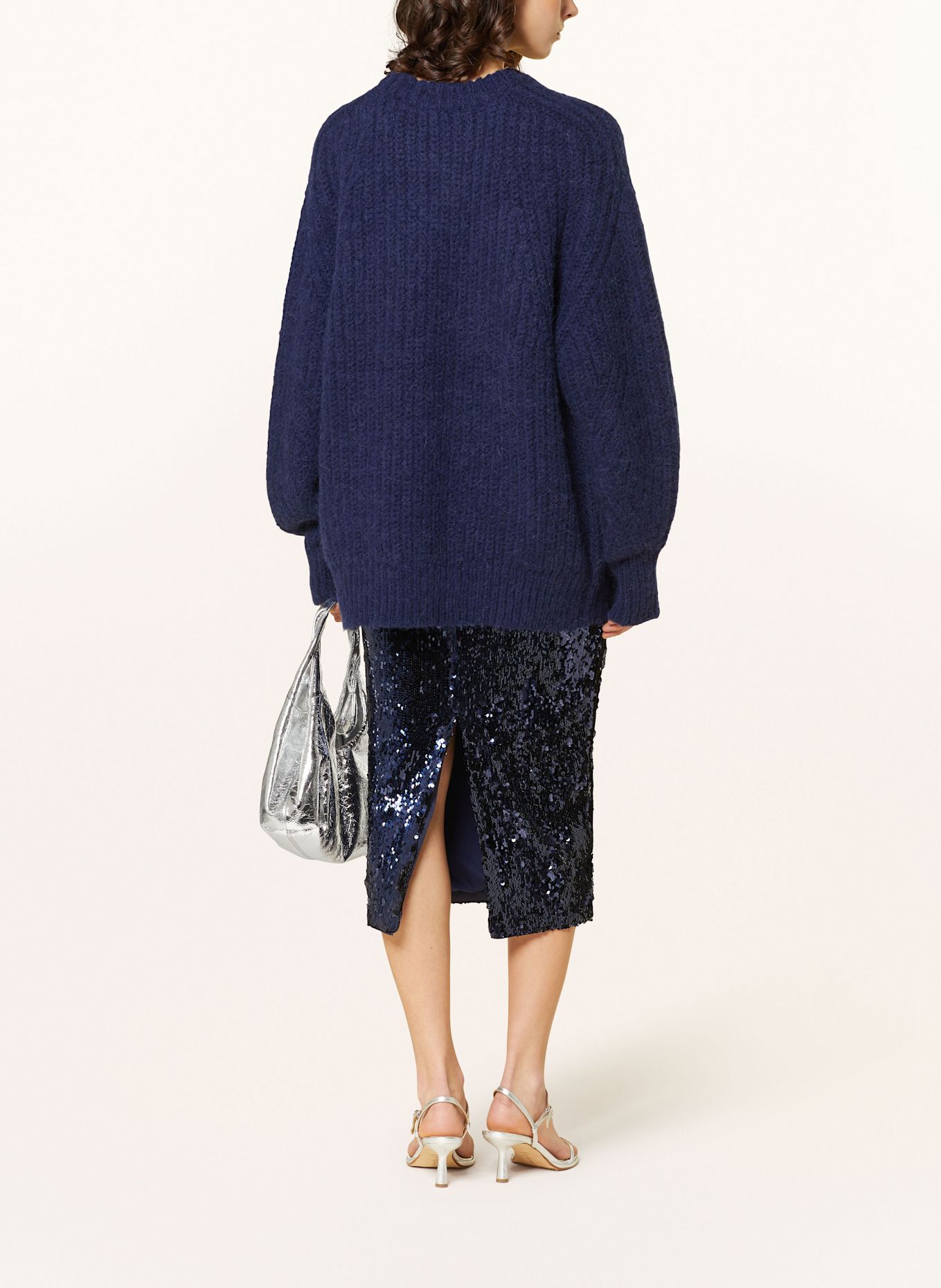 ROTATE Pullover: DUNKELBLAU / WEISS