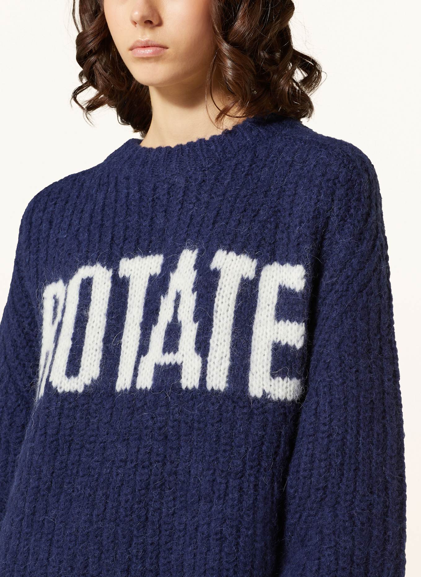 ROTATE Pullover: DUNKELBLAU / WEISS