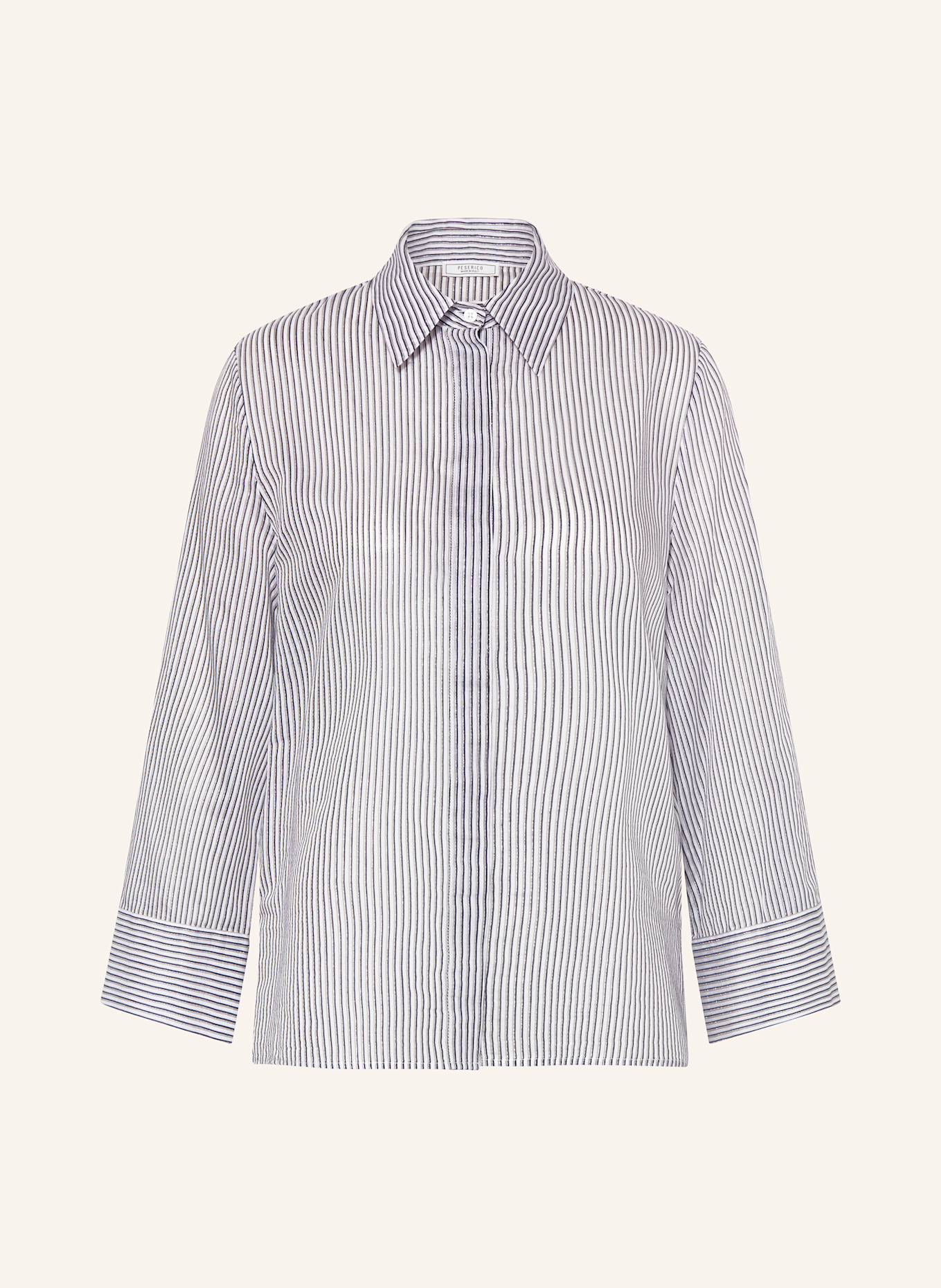 PESERICO Košilová halenka s třpytivou přízí a 3/4 rukávem, Barva: Tvůj košík je prázdný (Obrázek 1)