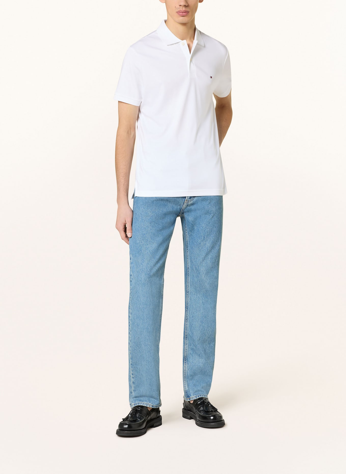 TOMMY HILFIGER Jersey-Poloshirt Regular Fit: WEISS
