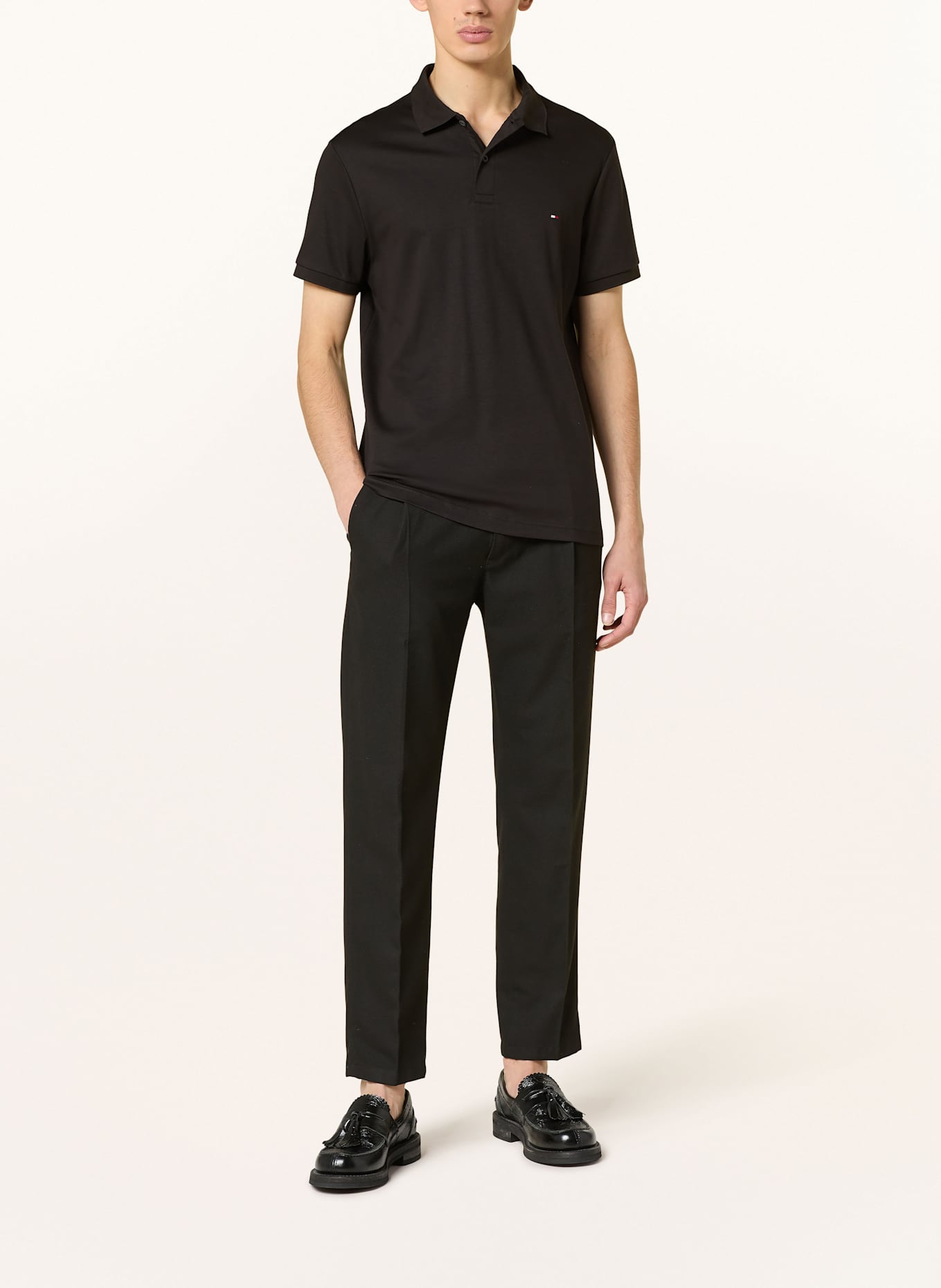 TOMMY HILFIGER Jersey-Poloshirt Regular Fit: SCHWARZ