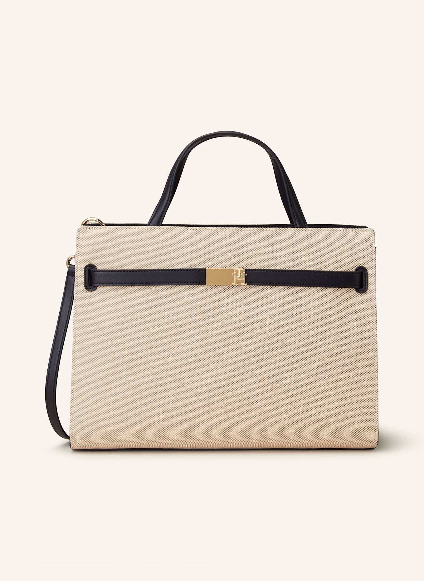 TOMMY HILFIGER Handtasche TH HERITAGE WORKBAG in hellbraun dunkelblau