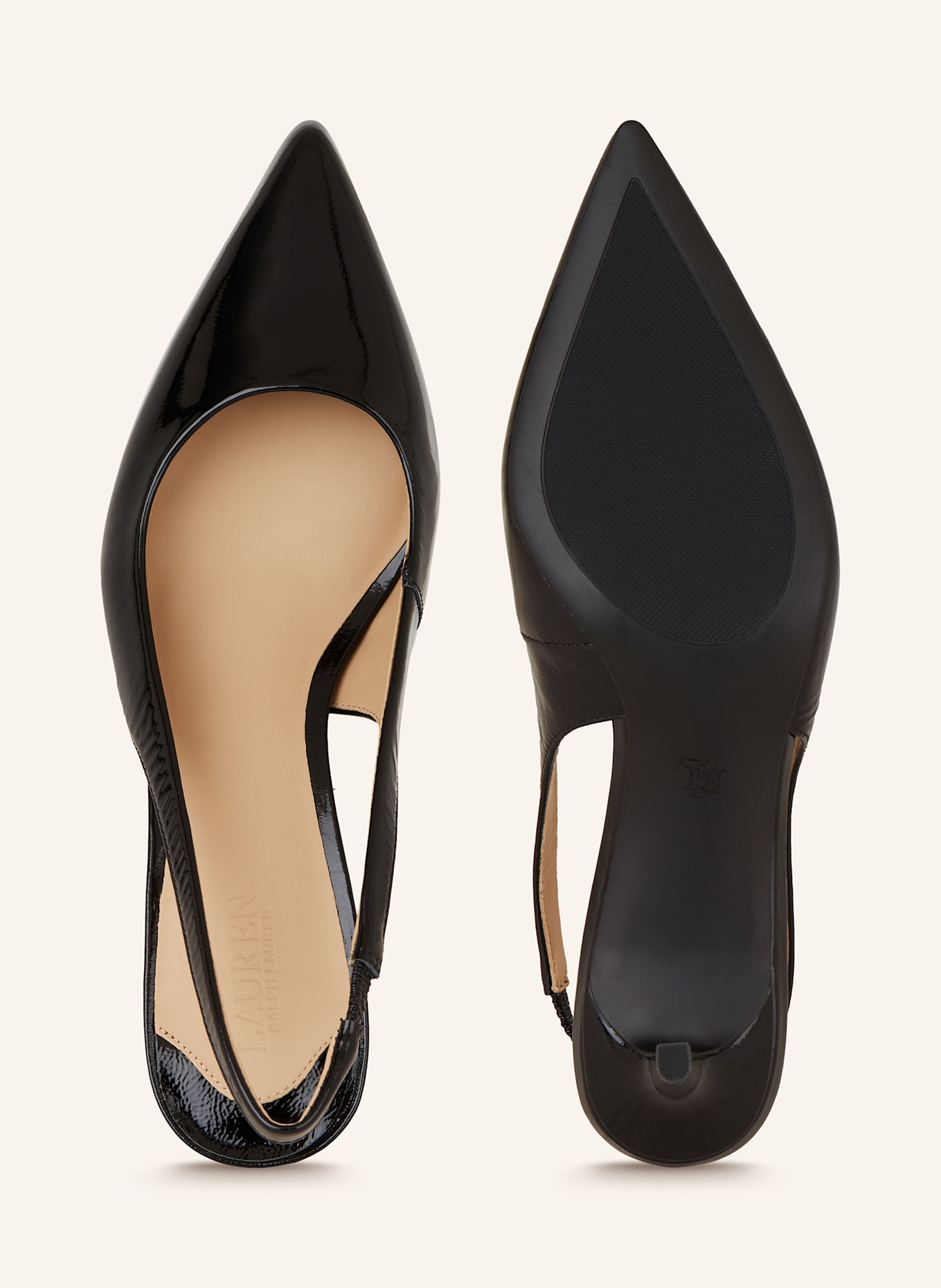 LAUREN RALPH LAUREN Czółenka z odkrytą piętą: CZARNY