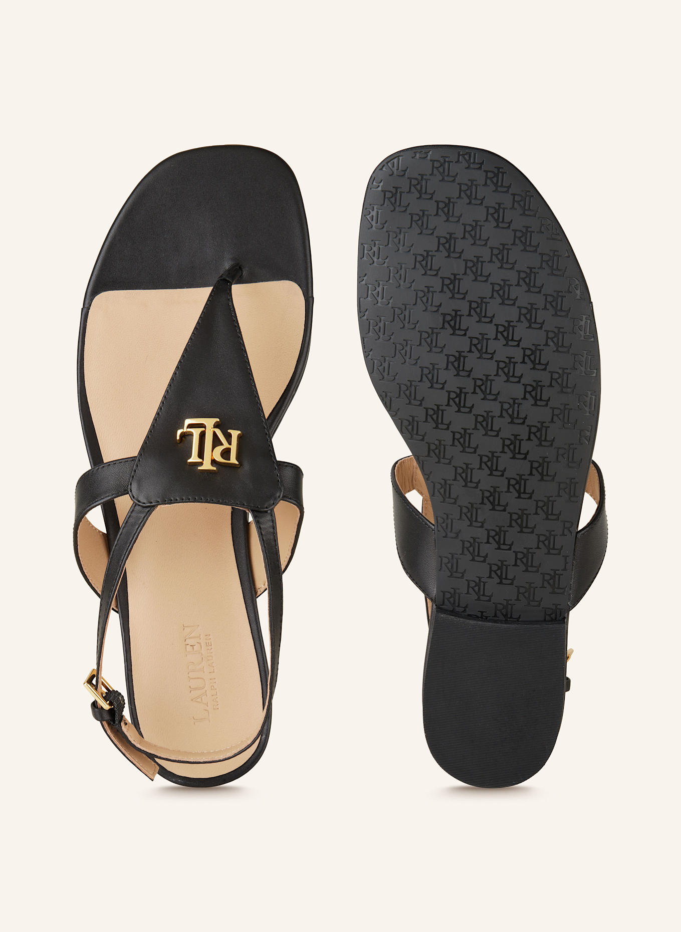 LAUREN RALPH LAUREN EVERLEY flip flops in black