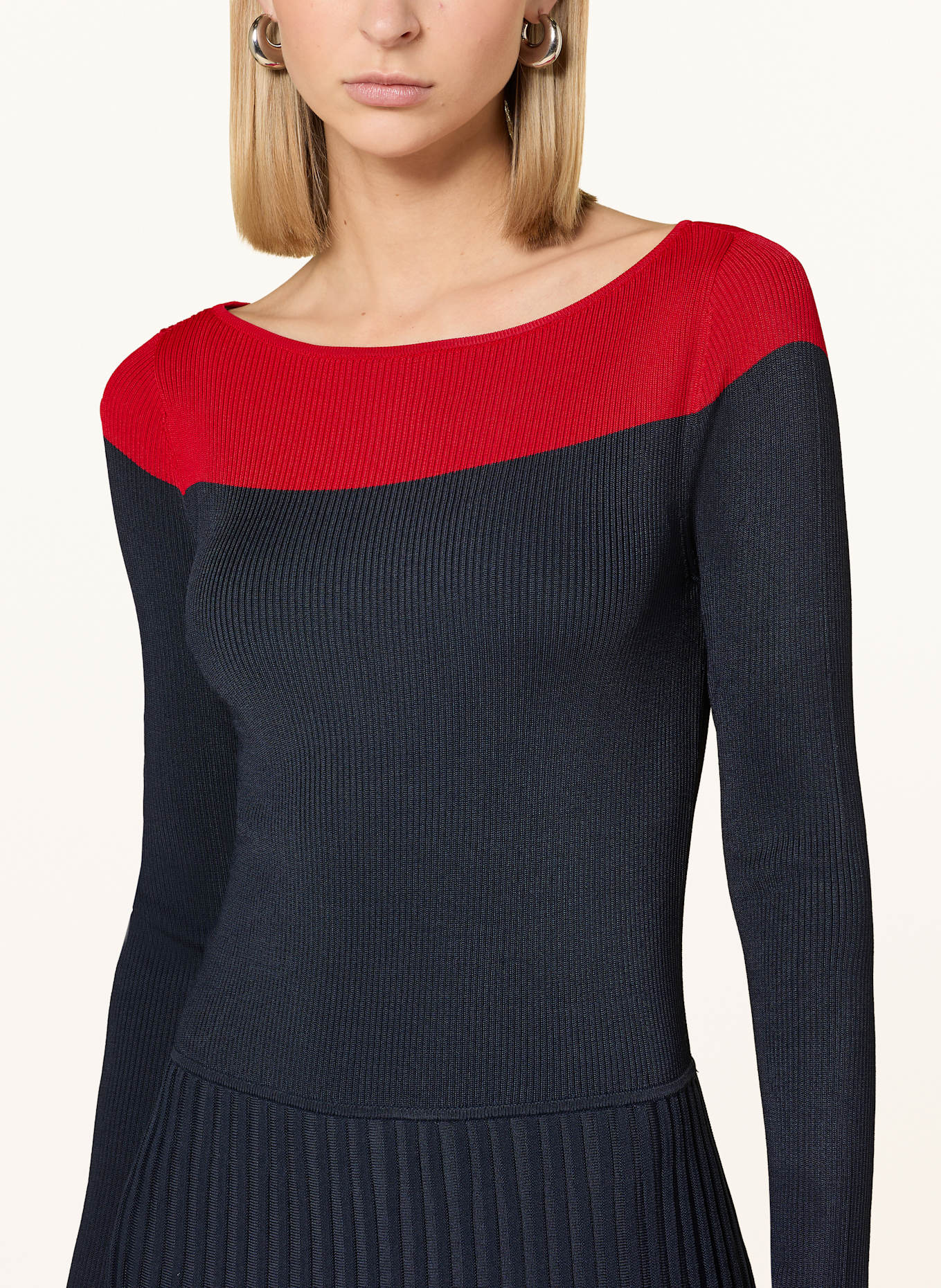 LAUREN RALPH LAUREN Strickkleid: DUNKELBLAU/ ROT