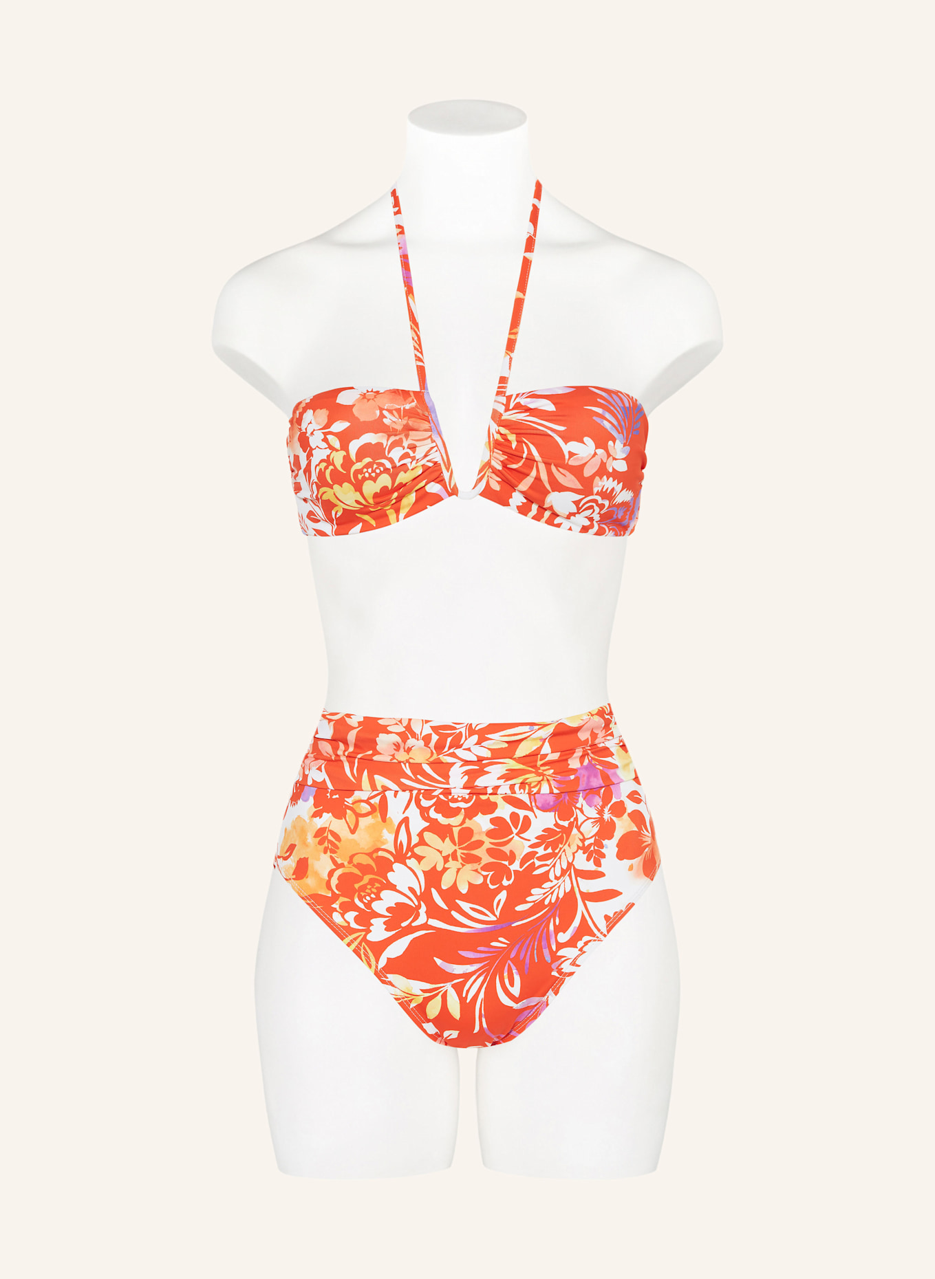 LAUREN RALPH LAUREN Neckholder-Bikini-Top ISLAND BREEZE: ORANGE/ WEISS/ LILA